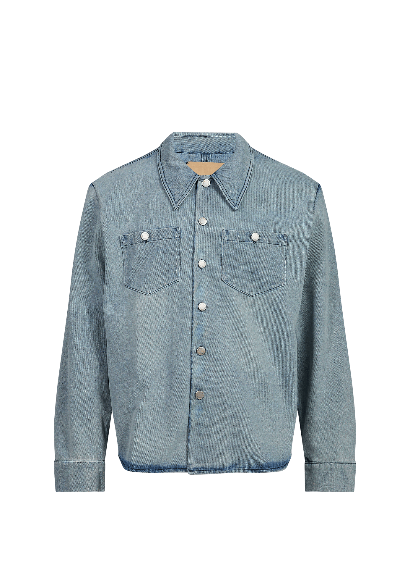 Ruedo long straight classic collar cotton jacket CAMPILLO Blue