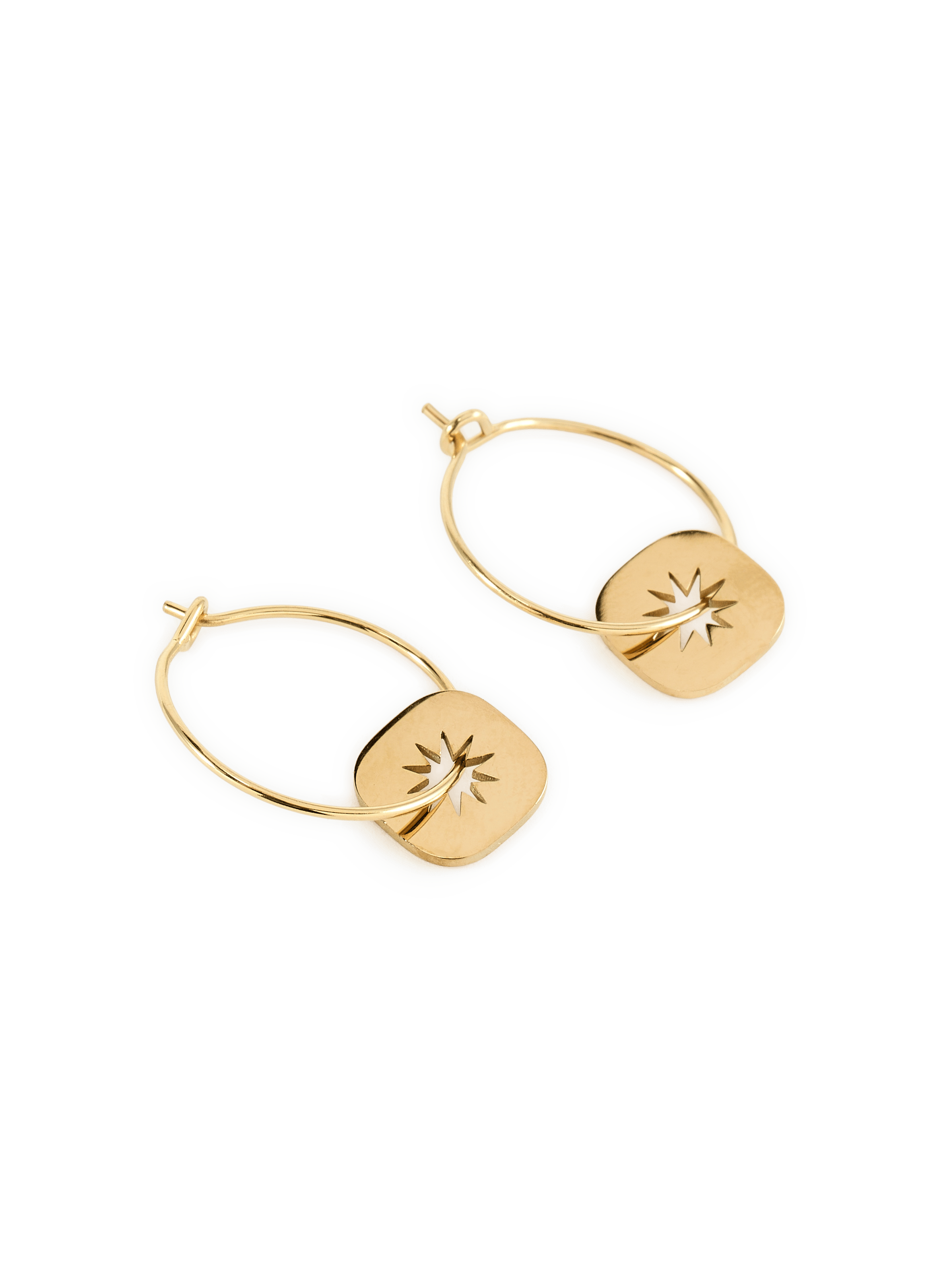 Square Pendant Earrings AU PRINTEMPS PARIS Golden