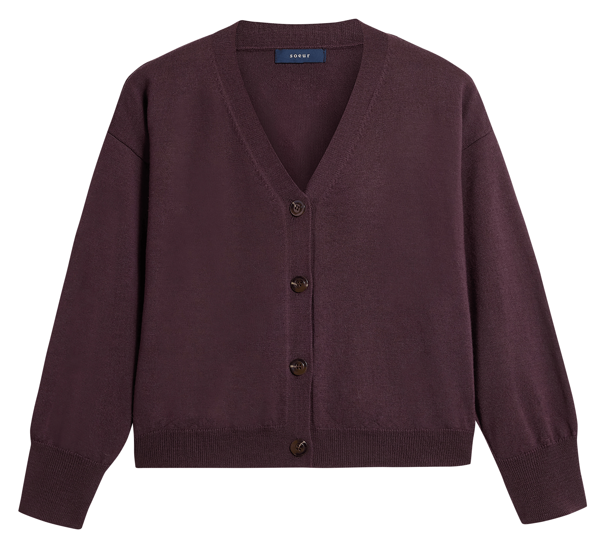 Gilet oversize col v en laine idem SOEUR Marron