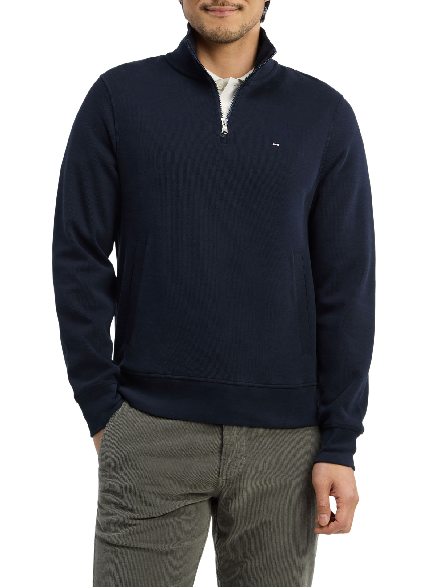 Pull col camionneur en coton EDEN PARK Blauw