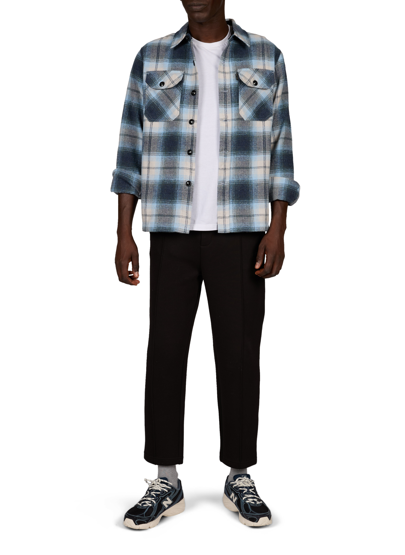 Shirt with classic plaid collar SCHOTT Blue
