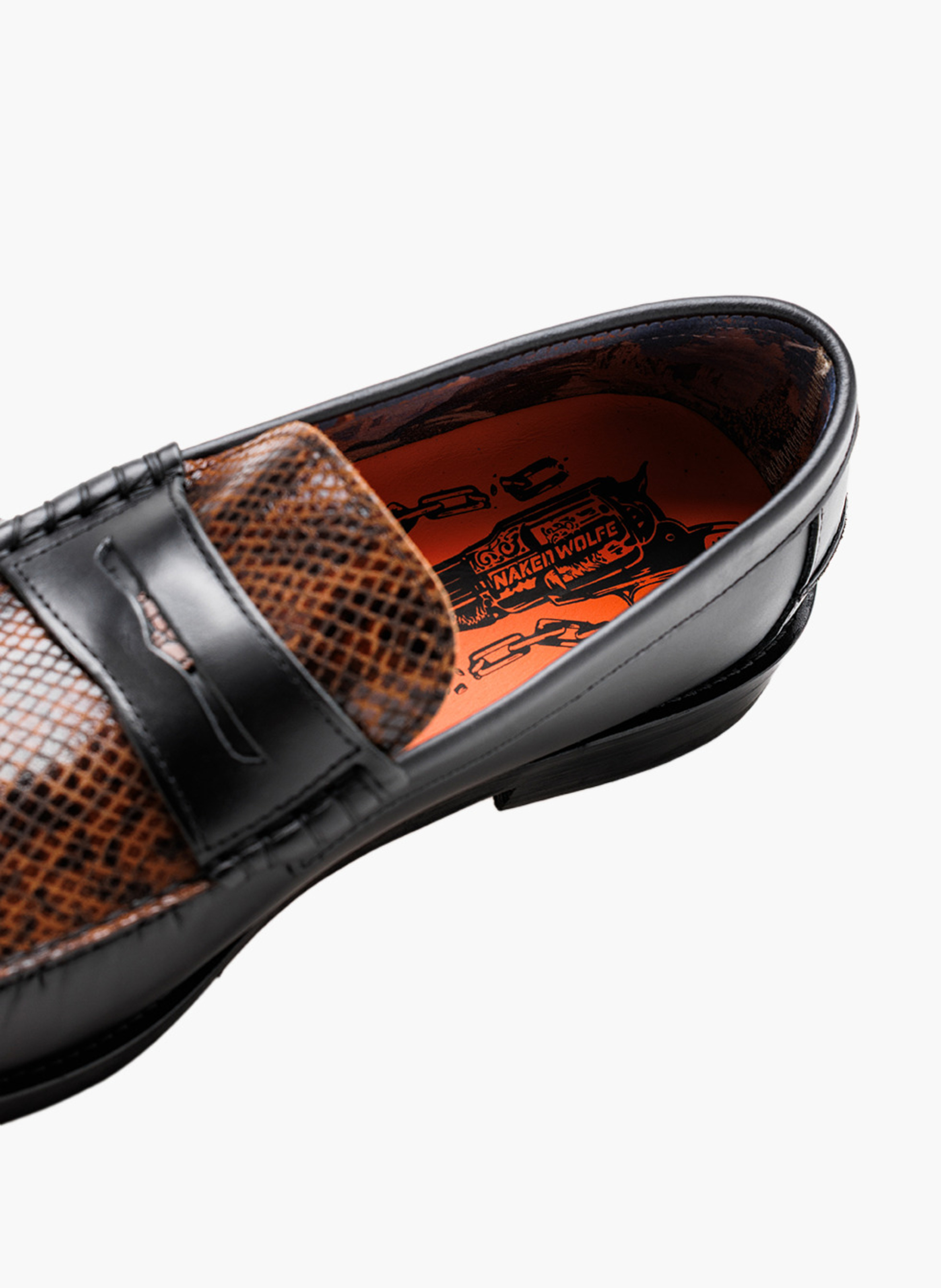 Mocassins riviera en cuir effet serpent NAKED WOLFE Marron