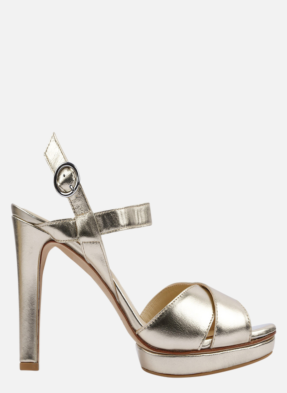 Sandales à talons en cuir métallisé timy | Doré Chaussures mariage The Wedding Explorer