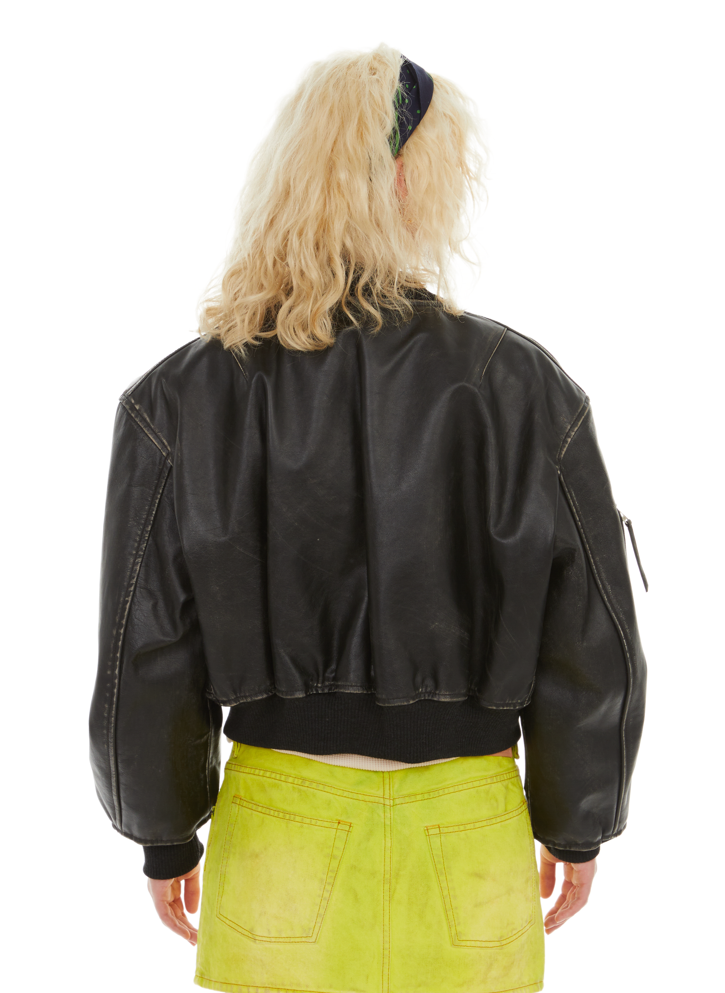 Veste courte en cuir ACNE STUDIOS Noir