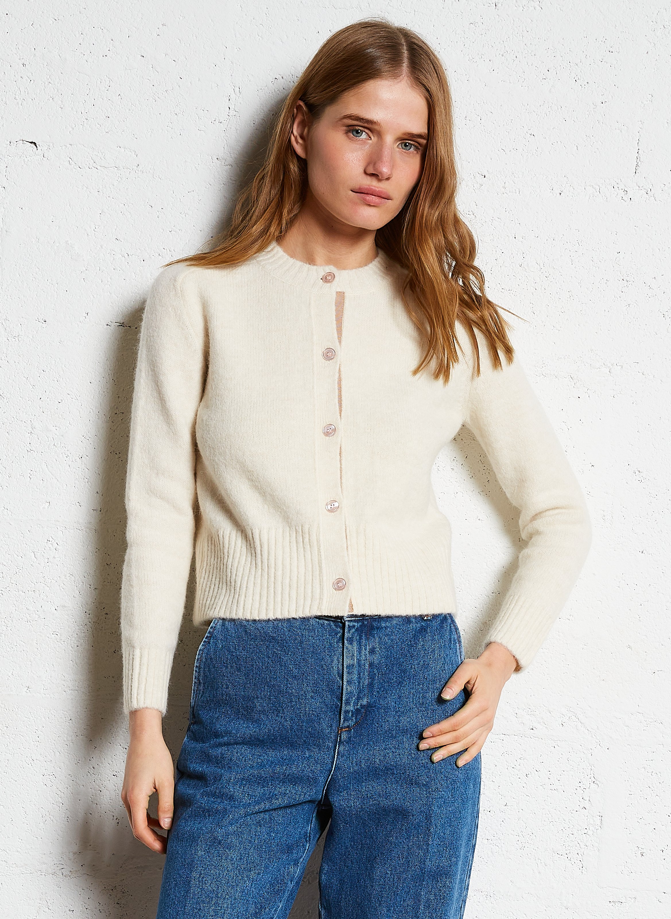 Gilet court boutonné lyne SOEUR Beige