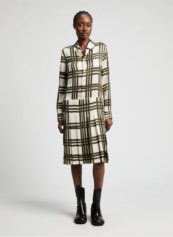 Robe midi à carreaux en soie | Multicolore by BURBERRY Robe midi à carreaux en soie Multicolore