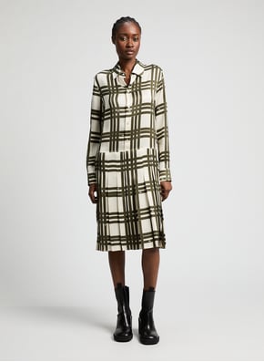 Robe midi à carreaux en soie BURBERRY Robe midi à carreaux en soie BURBERRY