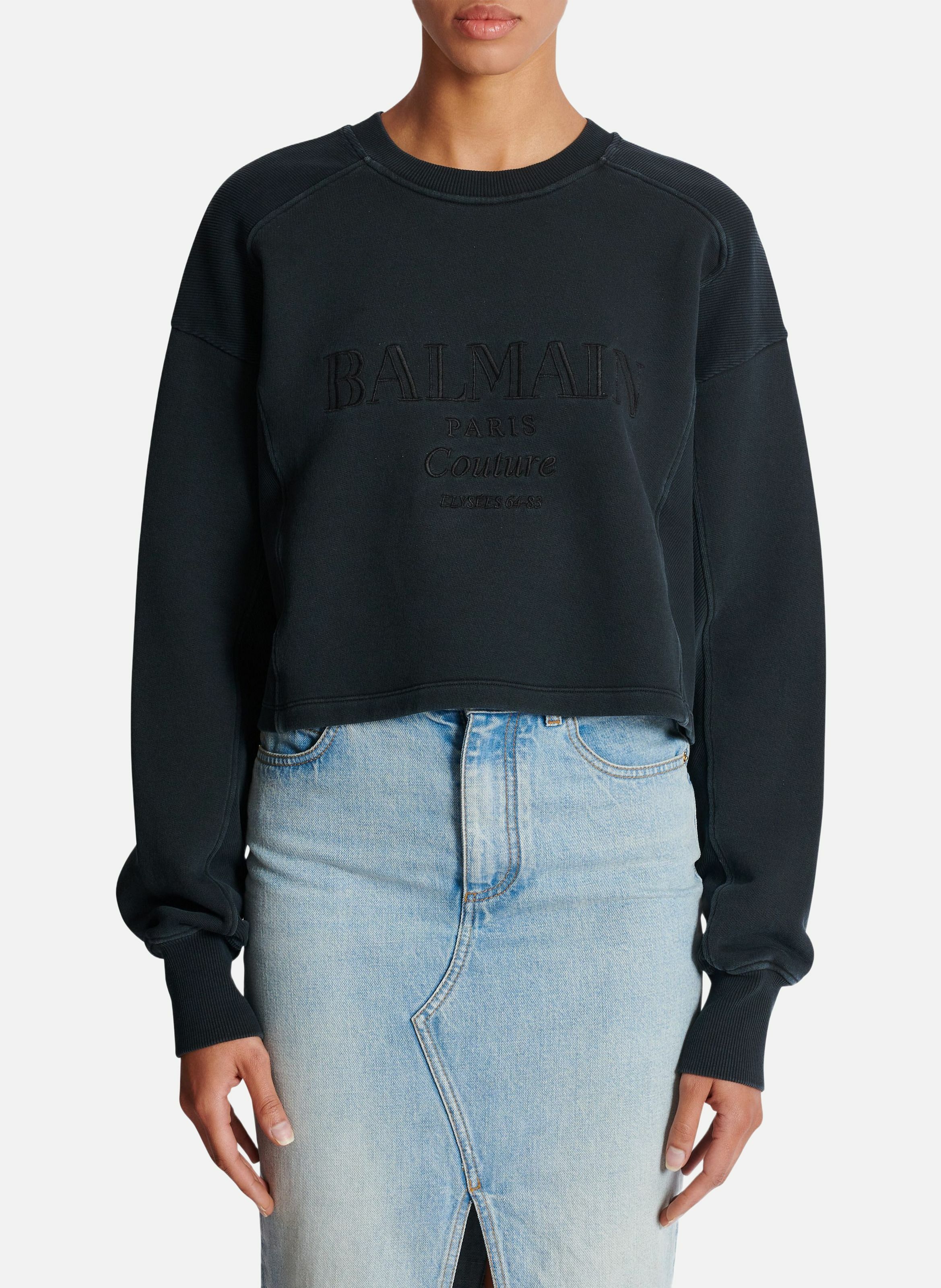 Sweatshirt brodé balmain couture BALMAIN Gris