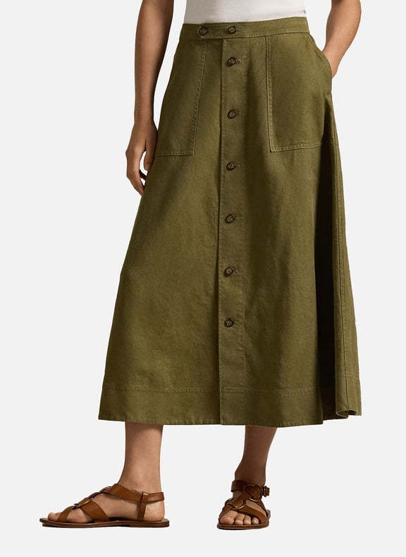 Midi canvas skirt Khaki by POLO RALPH LAUREN POLO RALPH LAUREN Midi canvas skirt Khaki