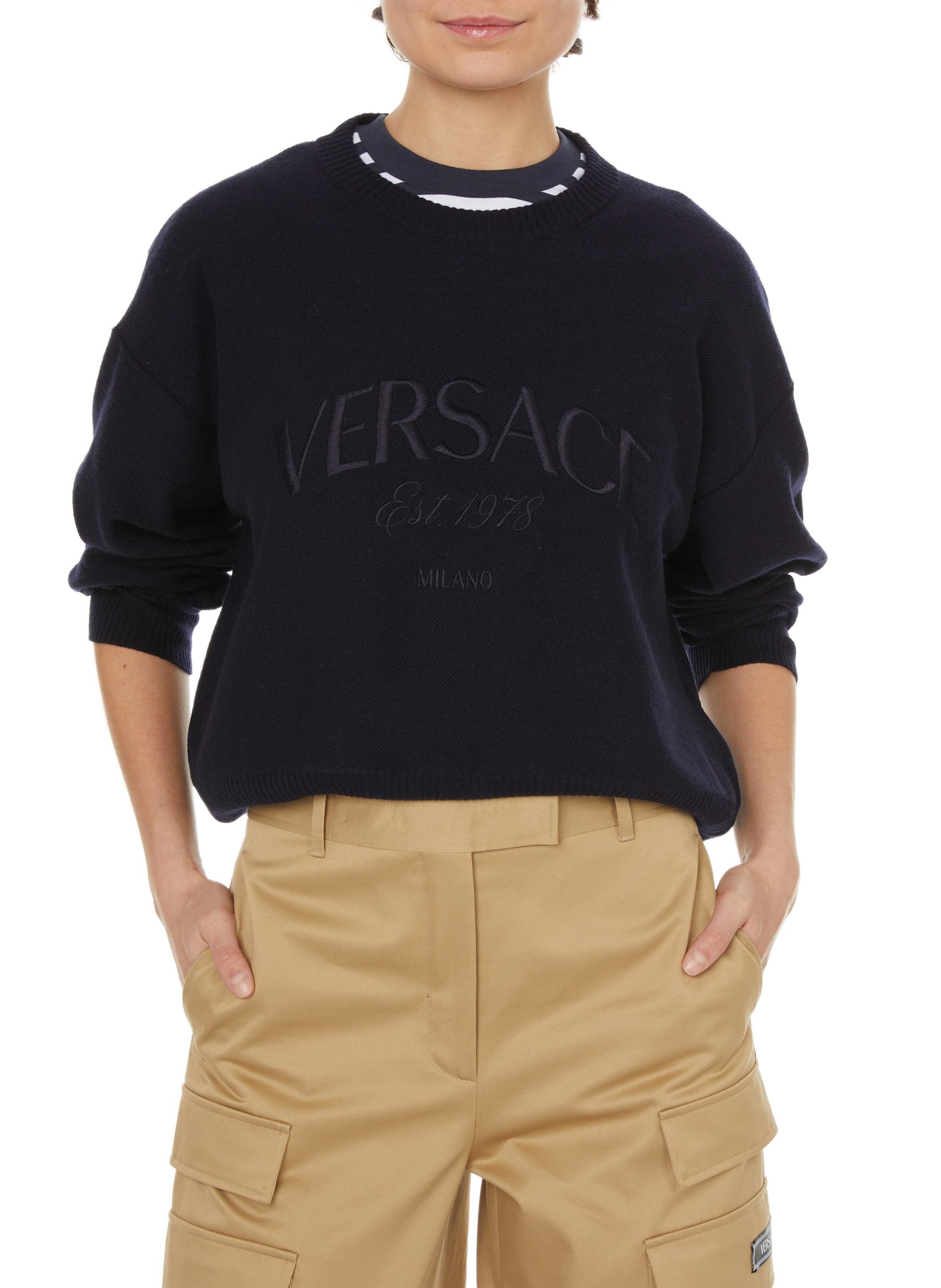 VERSACE Wool and cashmere jumper Blue