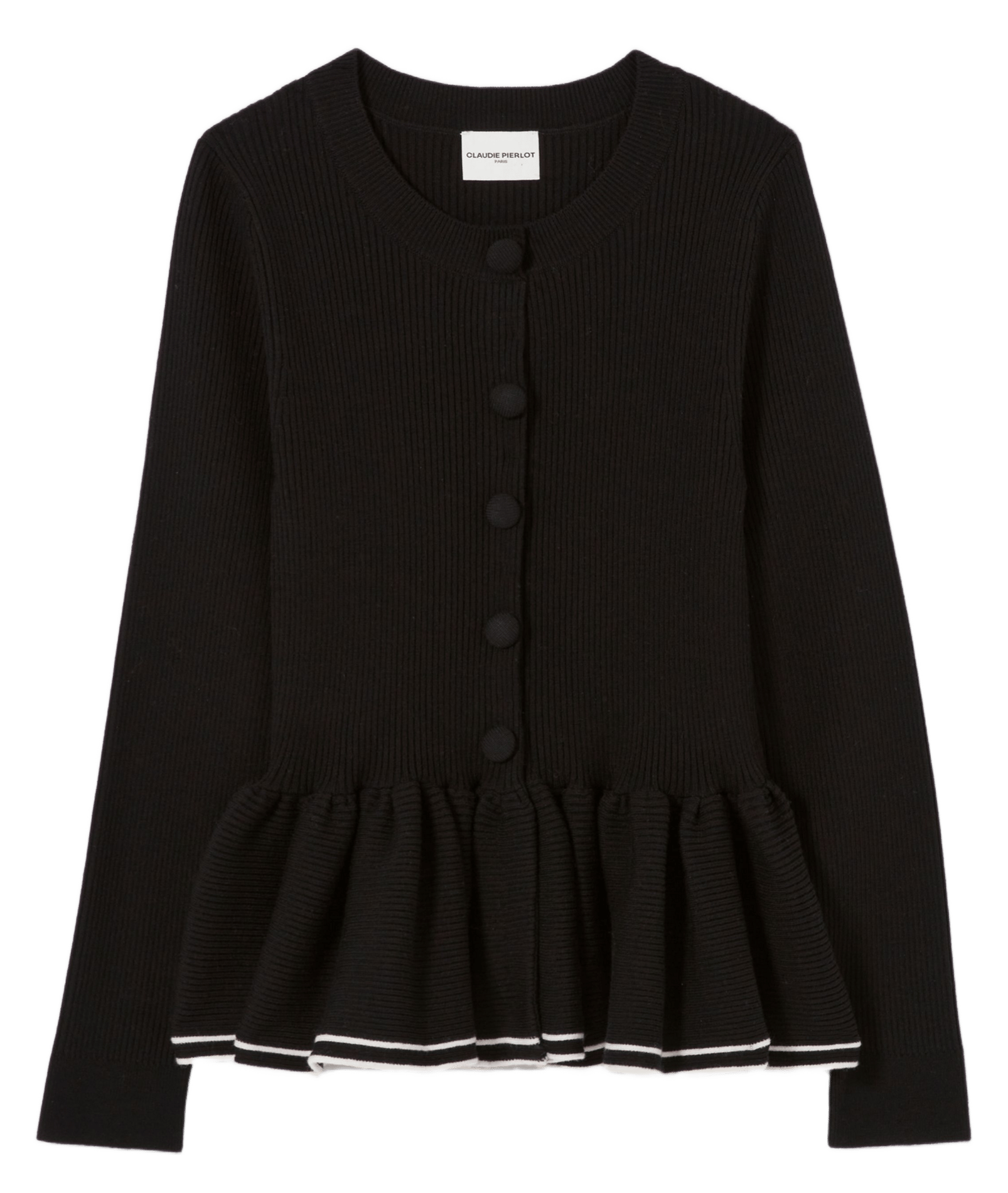 Cardigan côtelé moulant col rond mizuki CLAUDIE PIERLOT Noir