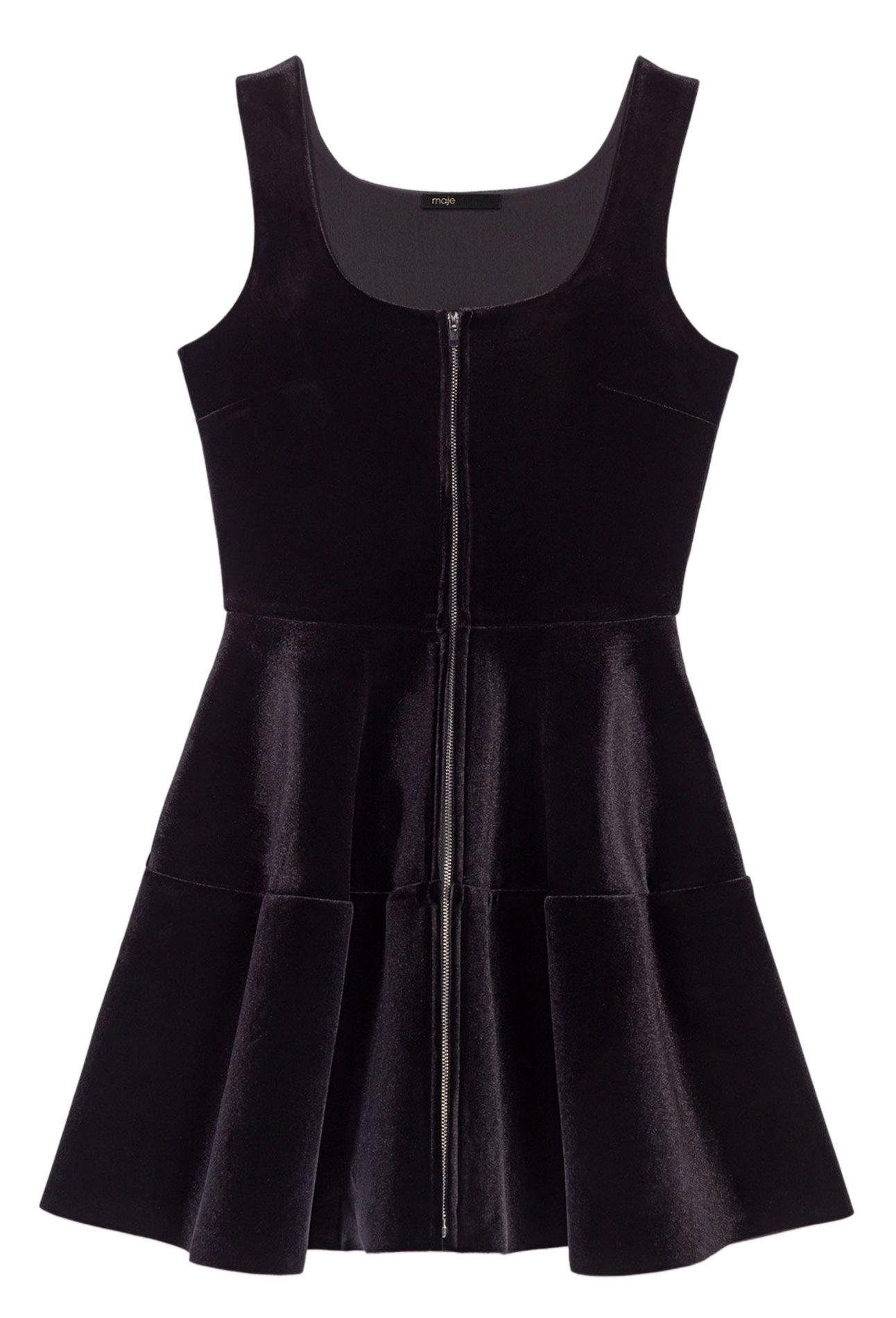 Robe patineuse en velours uni MAJE Noir