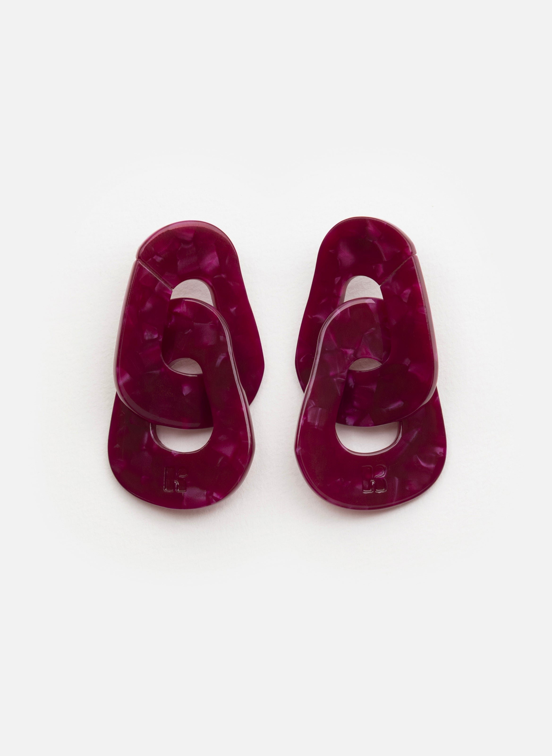 Boucles d'oreilles maillons en acétate de cellulose  Cerise