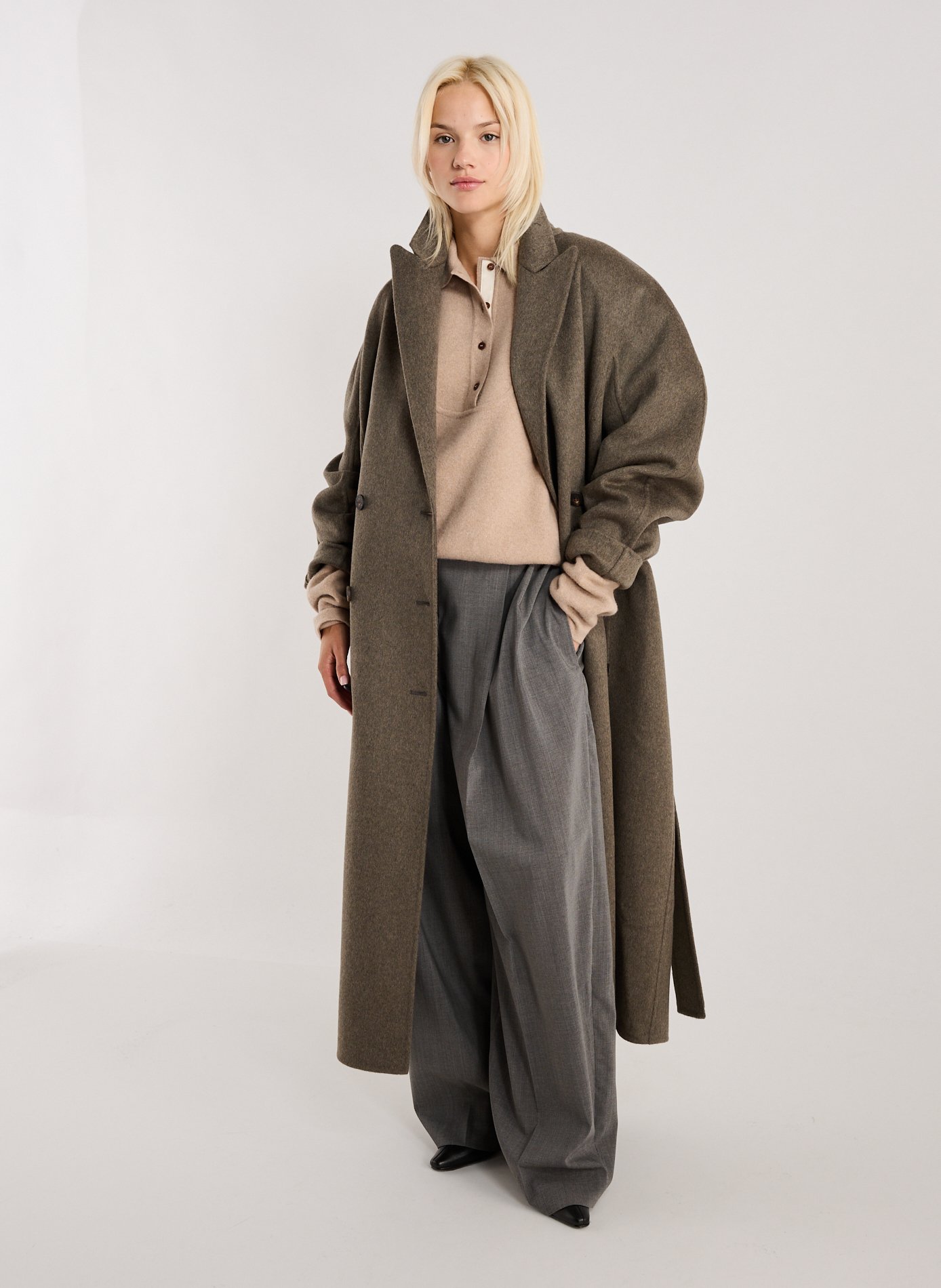 Long tailored collar coat in blended cotton JACQUEMUS Grey