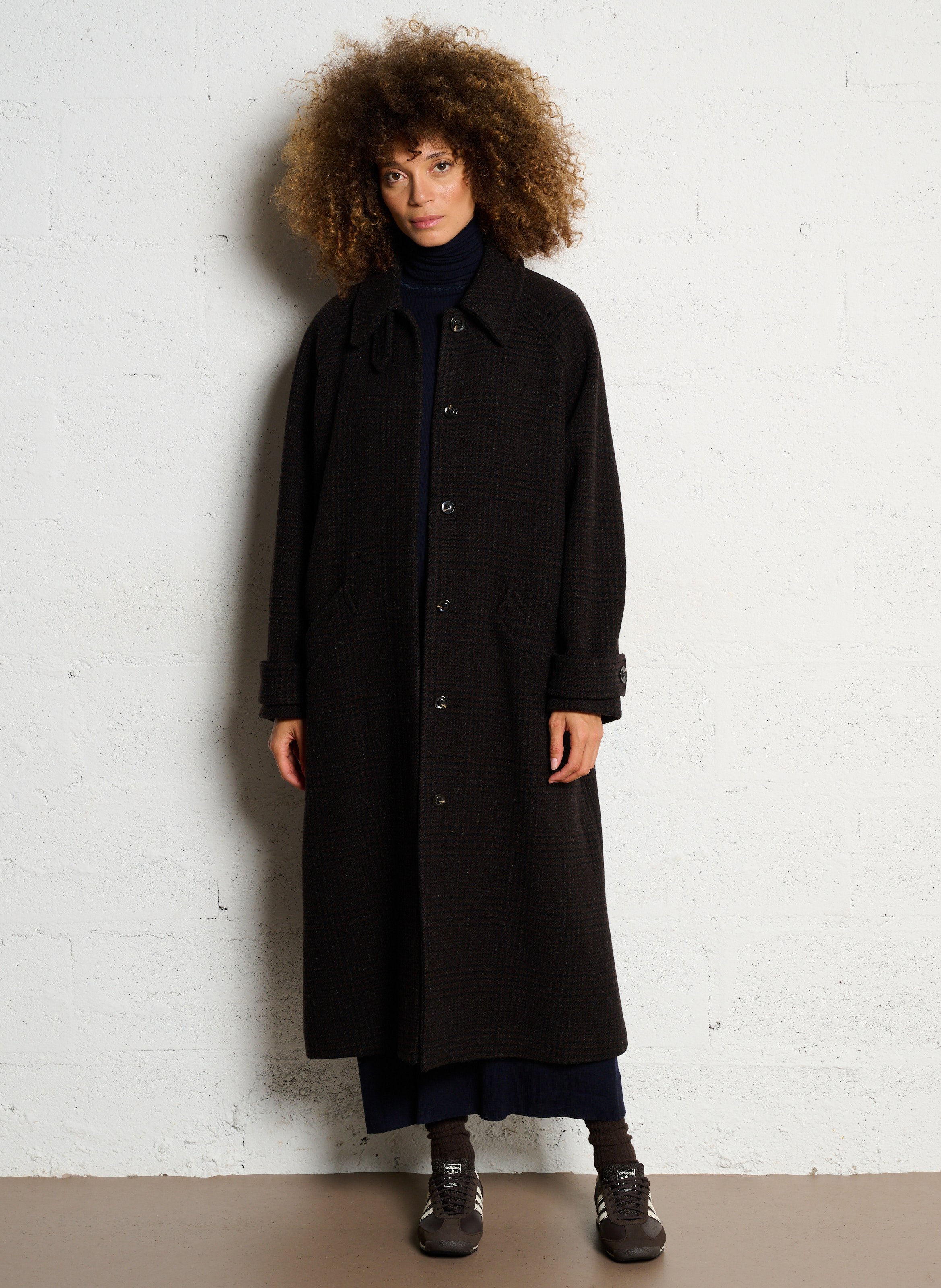 Manteau oversize en laine imprimé berlin SOEUR Marron