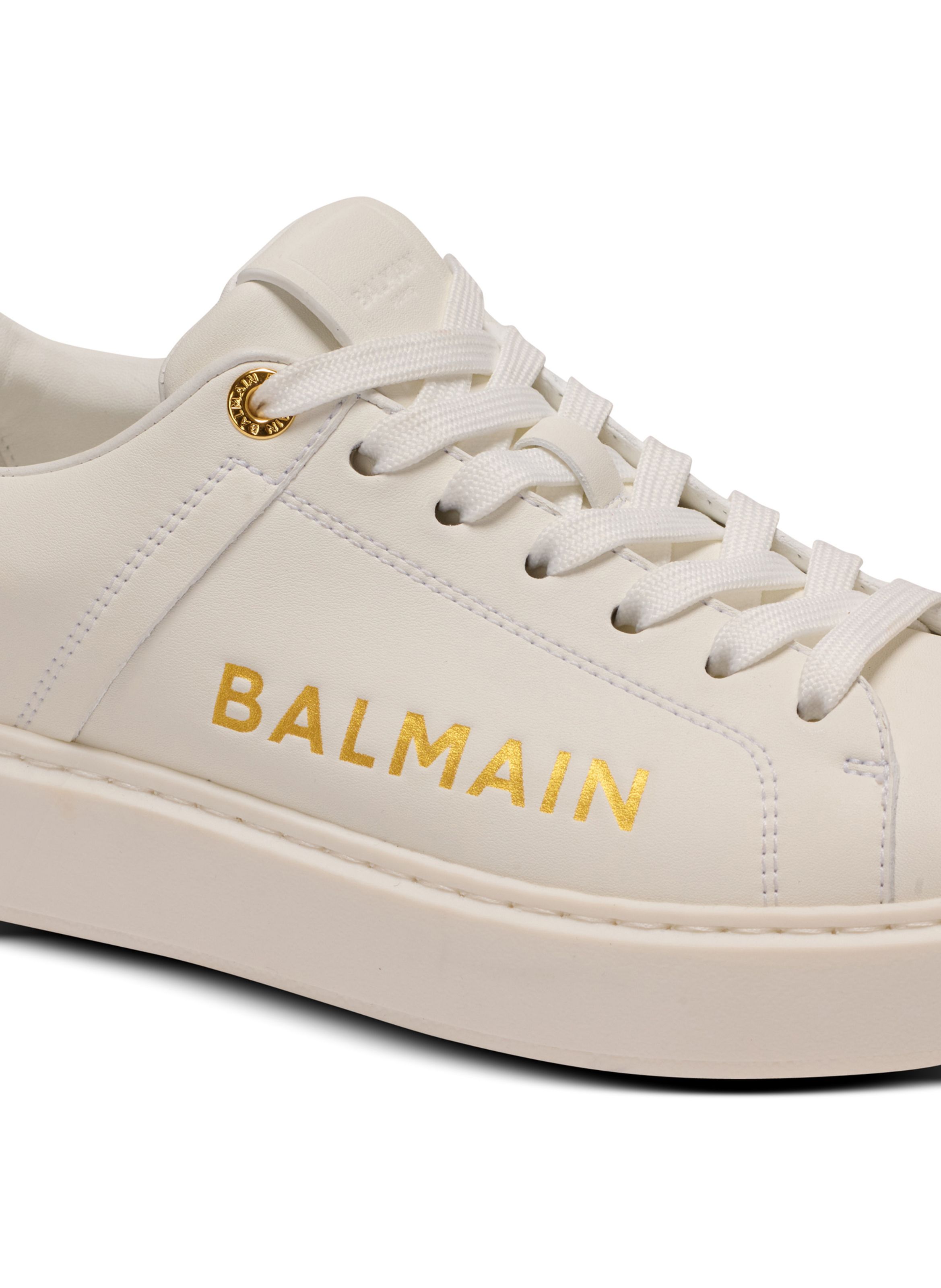 Baskets b-court en cuir de veau à imprimé BALMAIN Blanc