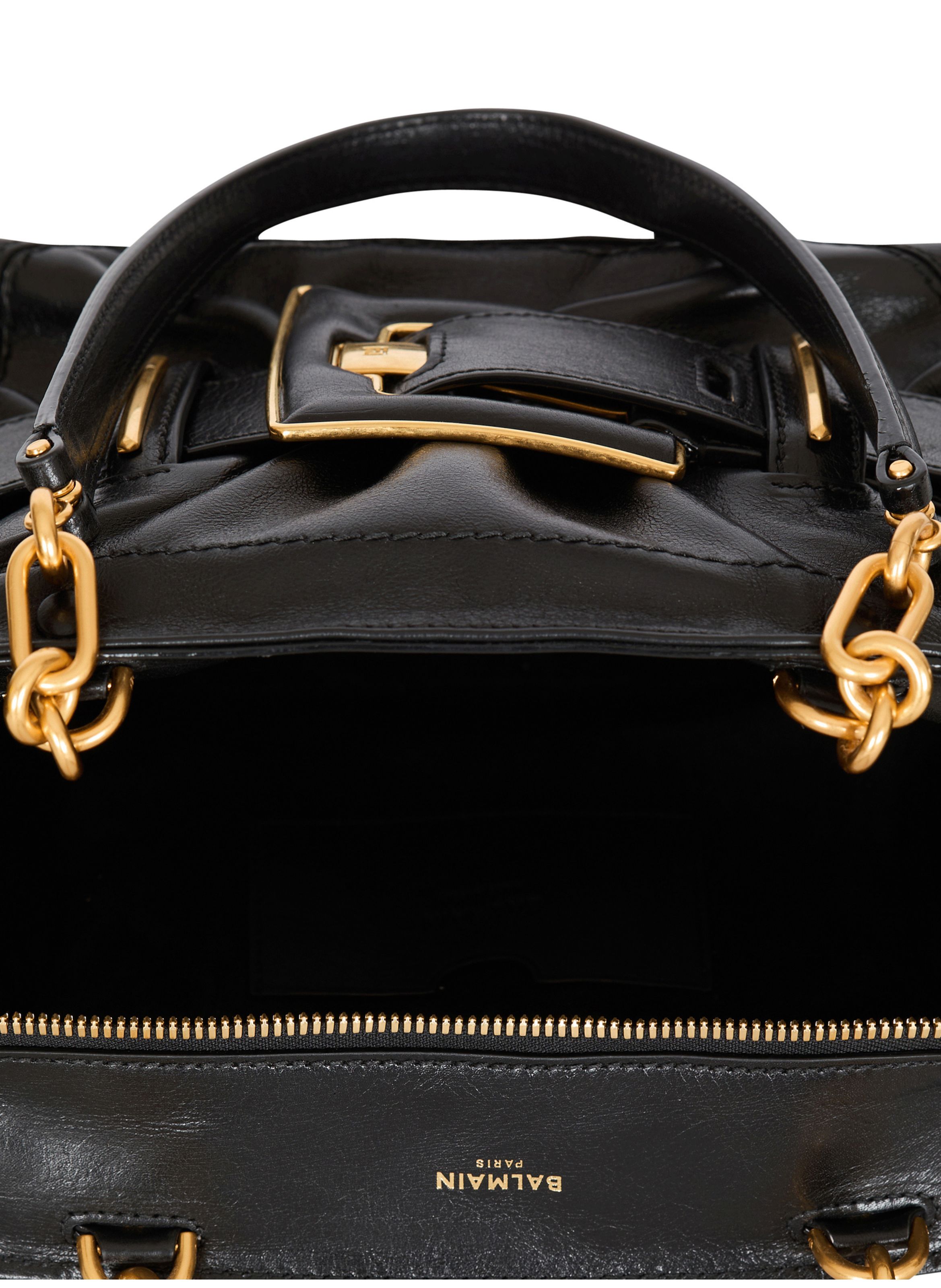 Sac anthem en cuir de veau BALMAIN Noir