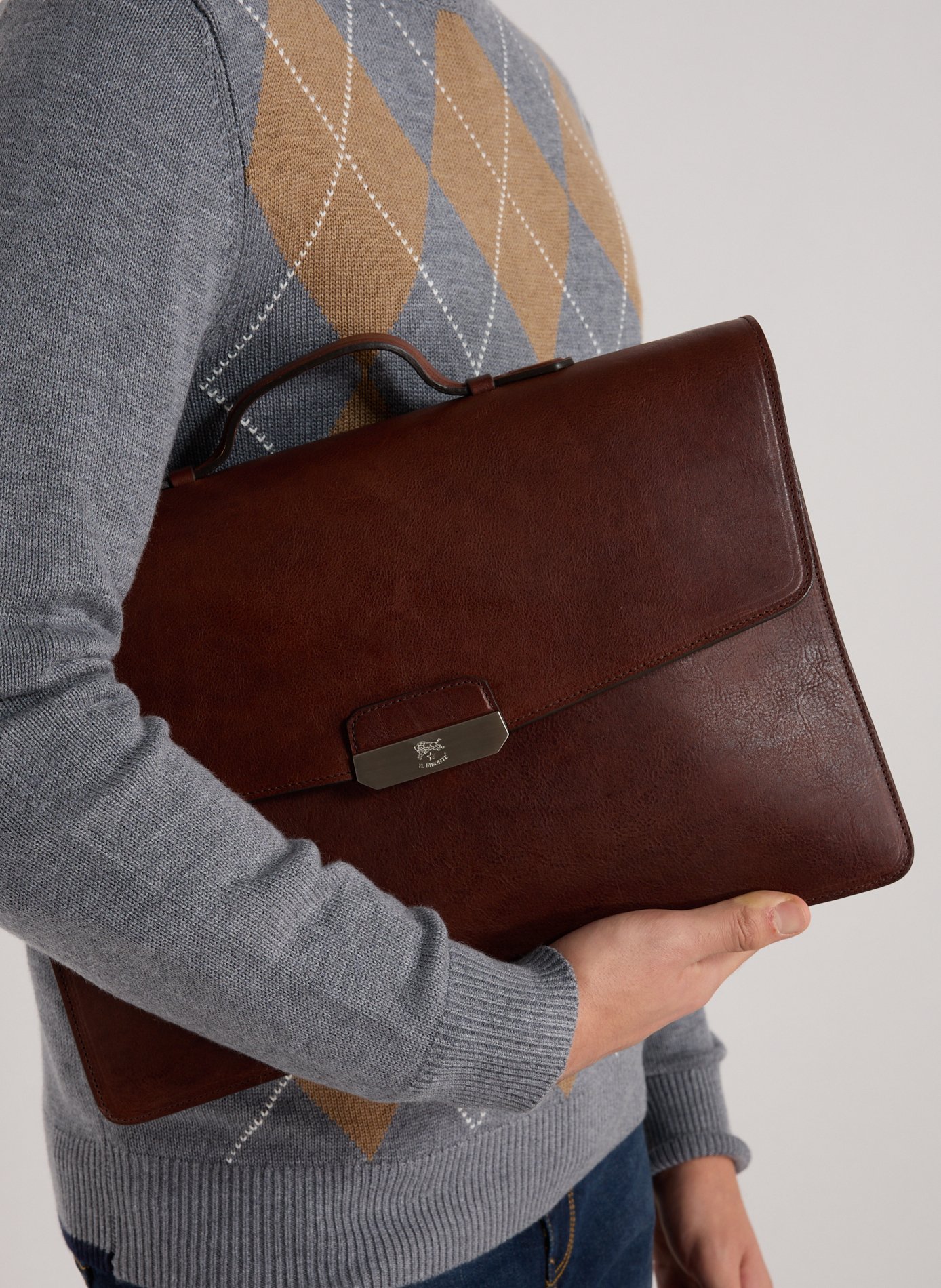 Porte-document en cuir IL BISONTE Marron