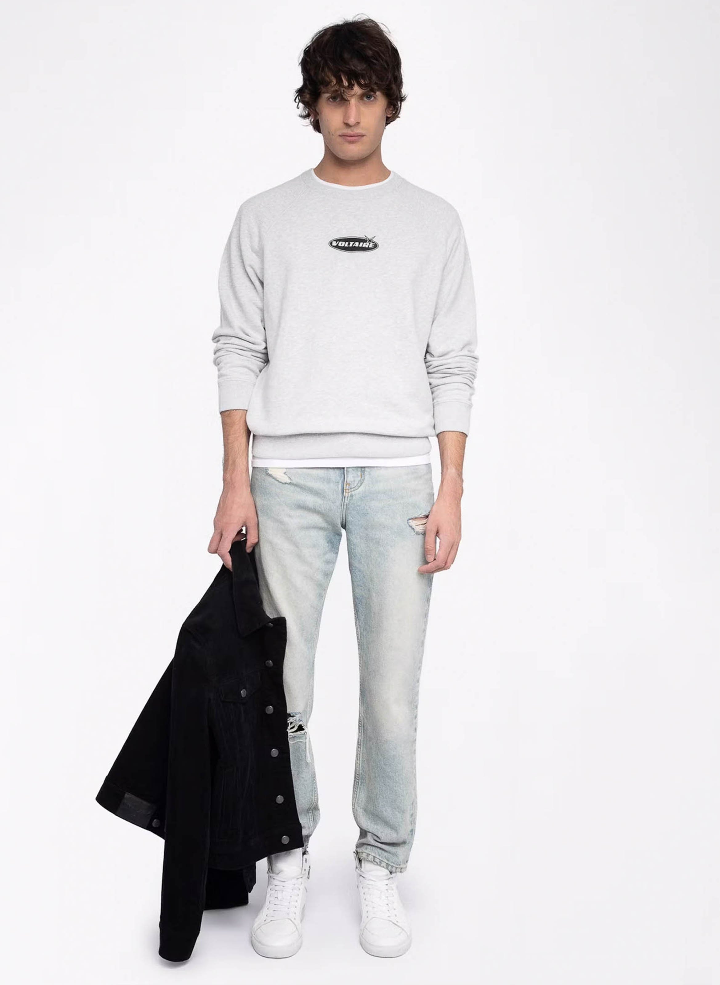 Sweat droit col rond en coton uppy ZADIG&VOLTAIRE Gris