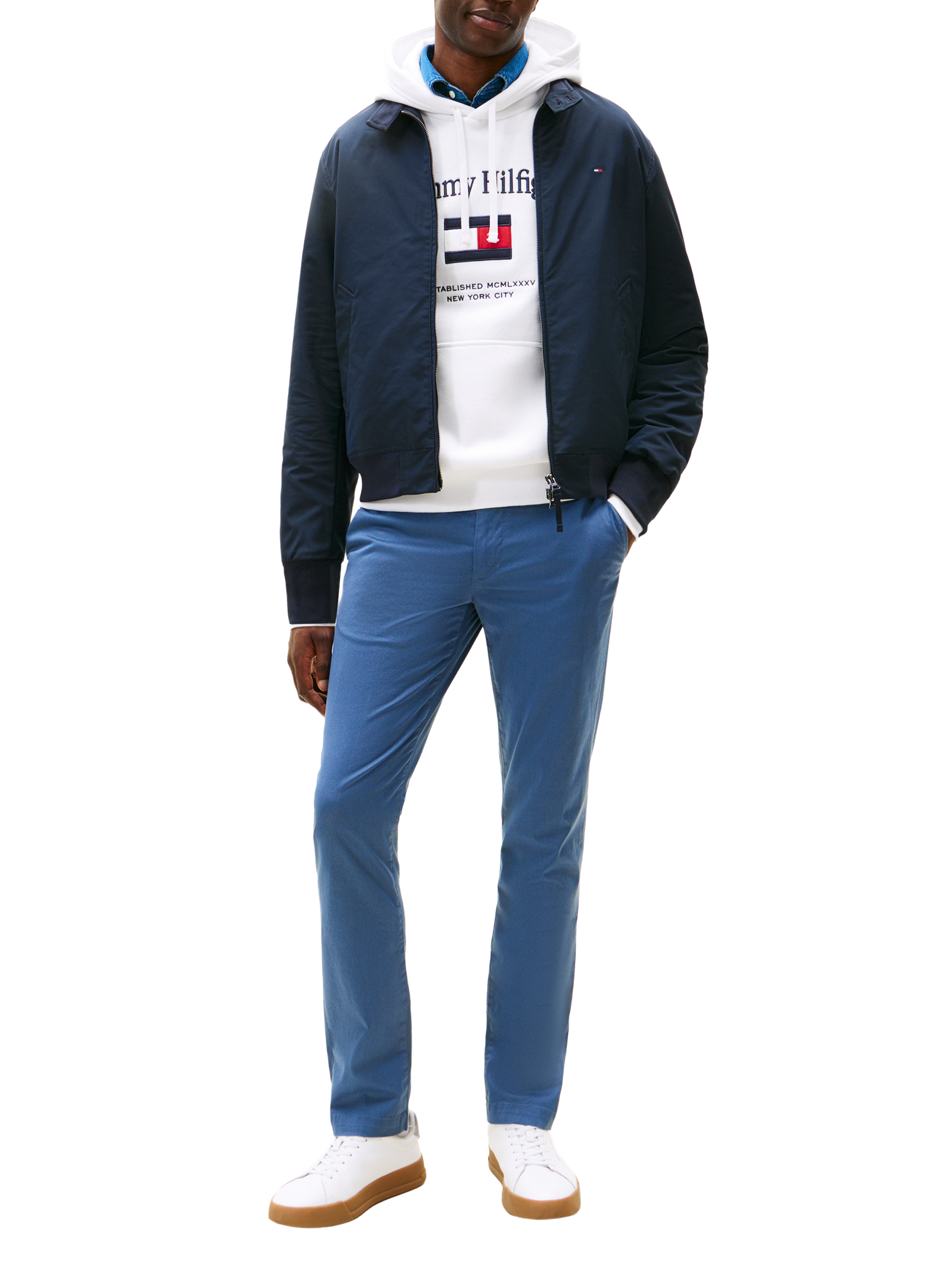 Pantalon coupe slim en coton TOMMY HILFIGER Bleu