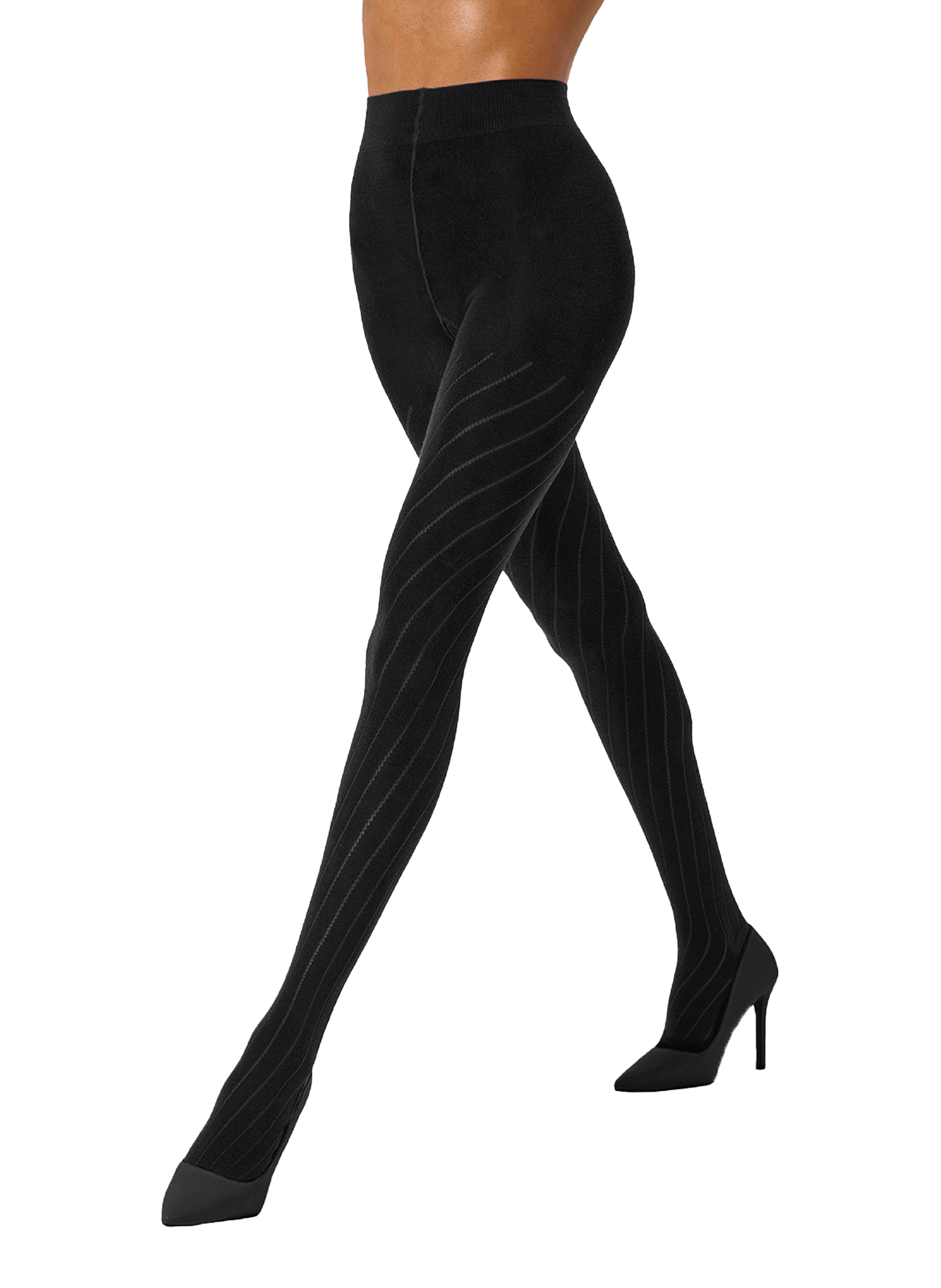 Collants à motifs en laine vierge mélangée WOLFORD Noir