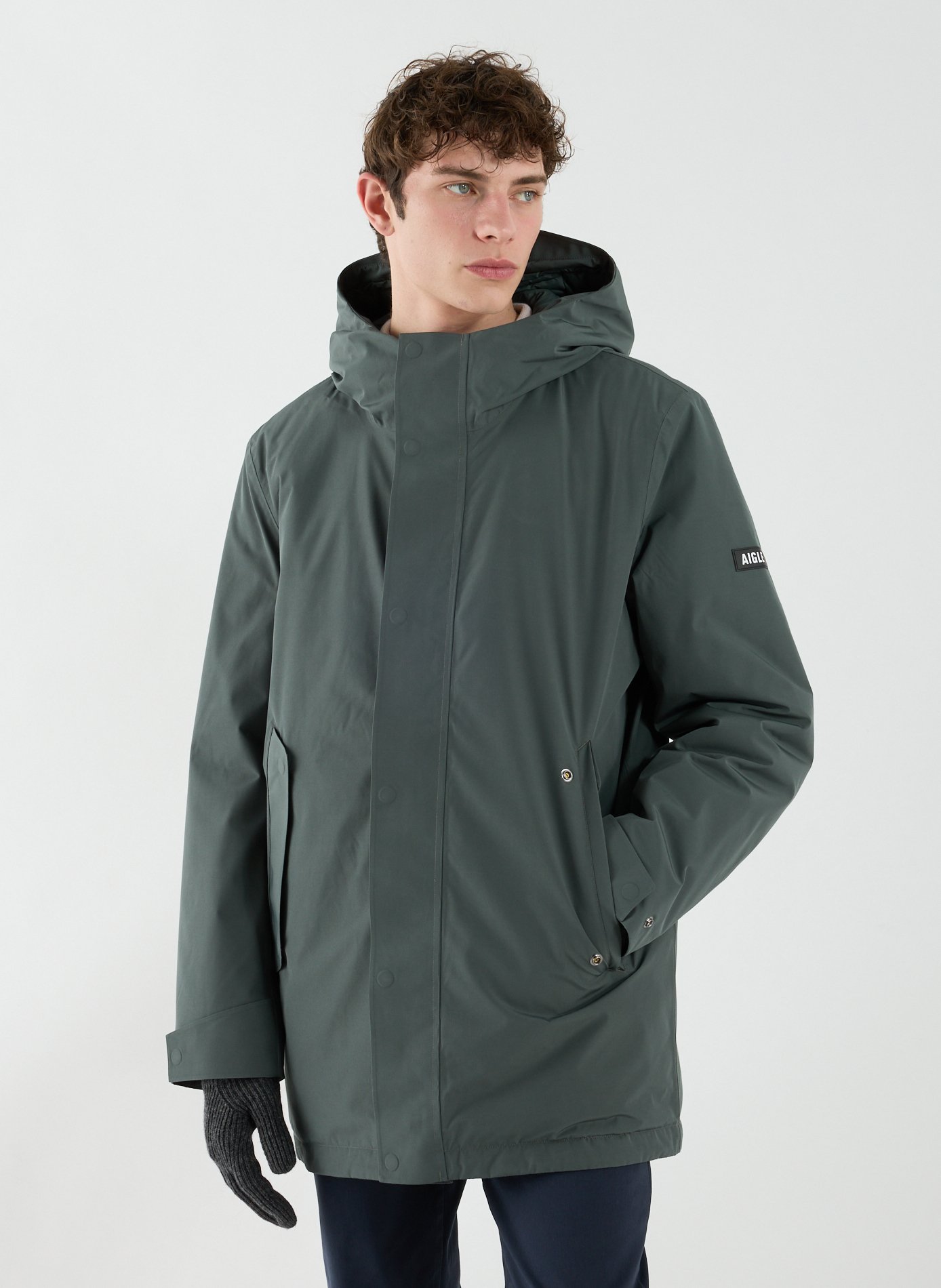 Parka mi-longue  droite MTD avec capuche AIGLE Gris