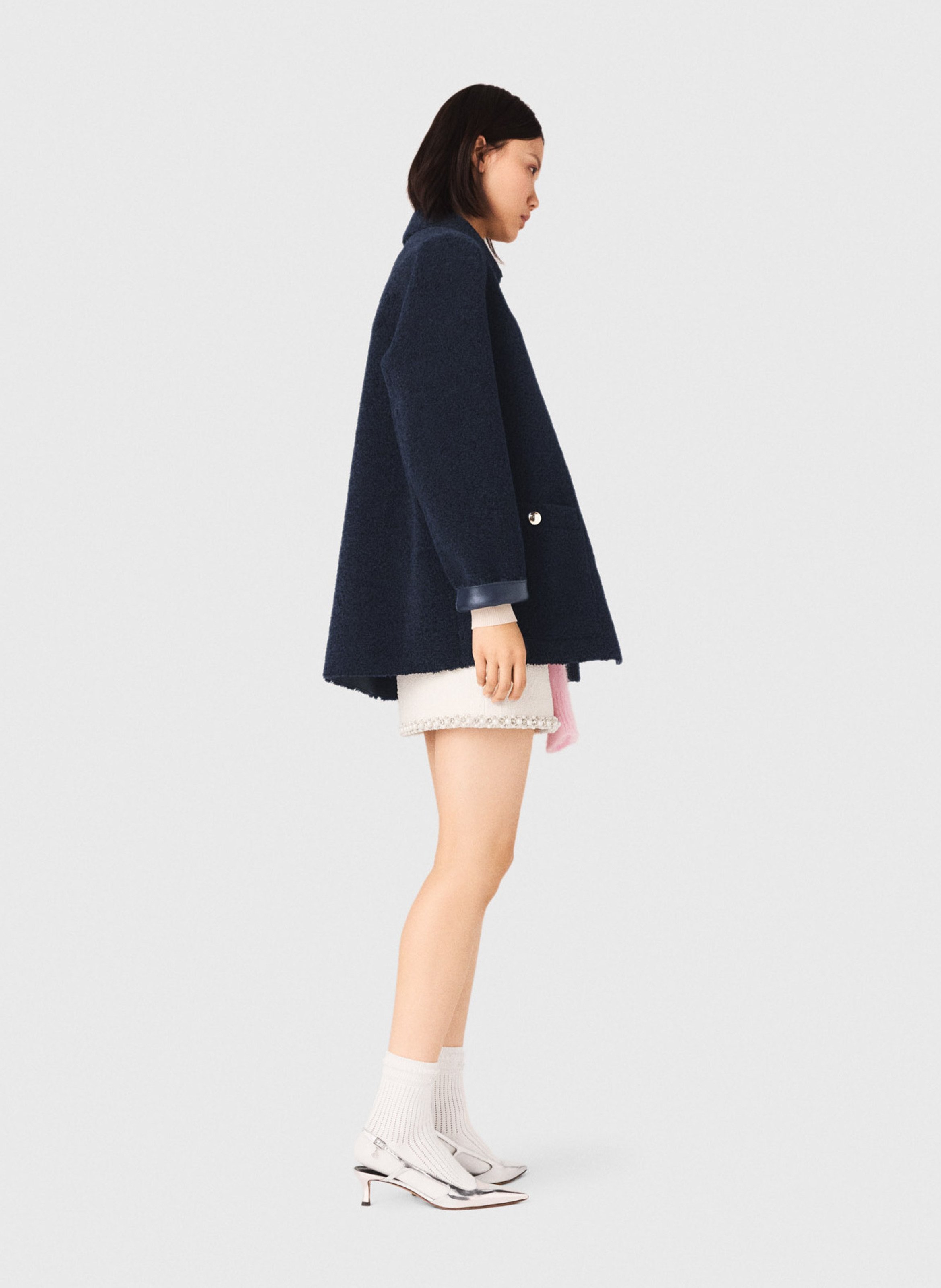 Veste col classique effet cuir MAJE Bleu