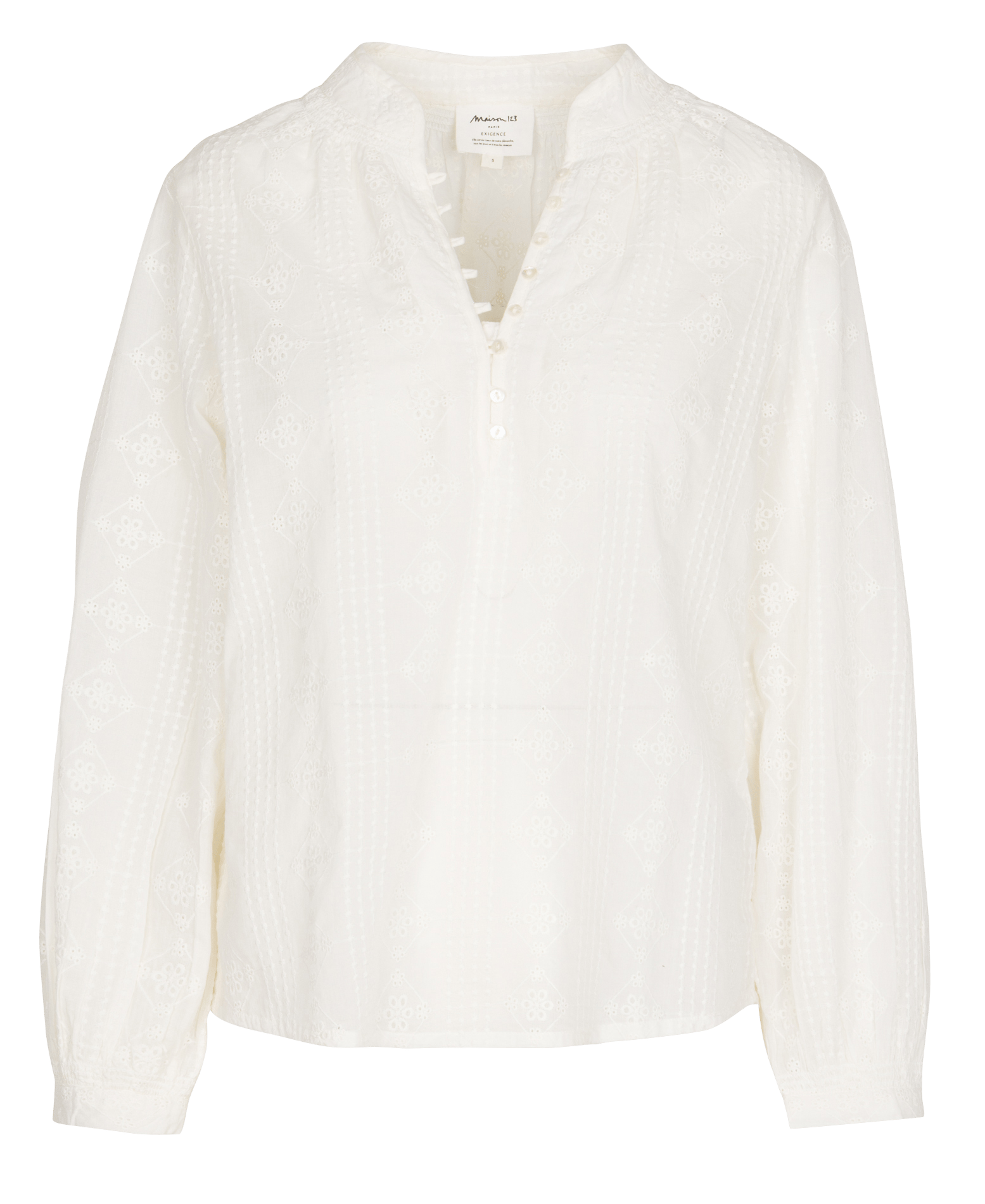 Blouse col v en coton delice MAISON 123 Beige