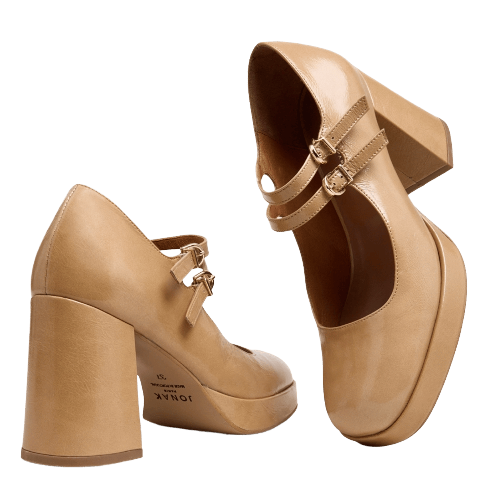 Babies à doubles brides et plateforme verite JONAK Beige