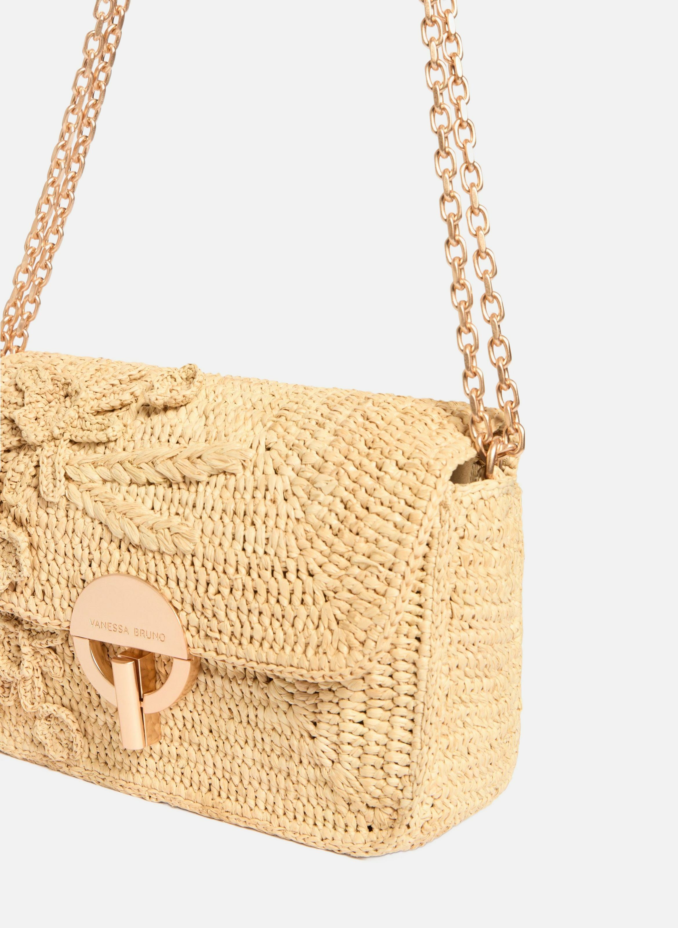 Moyen sac moon en raphia VANESSA BRUNO Blanc