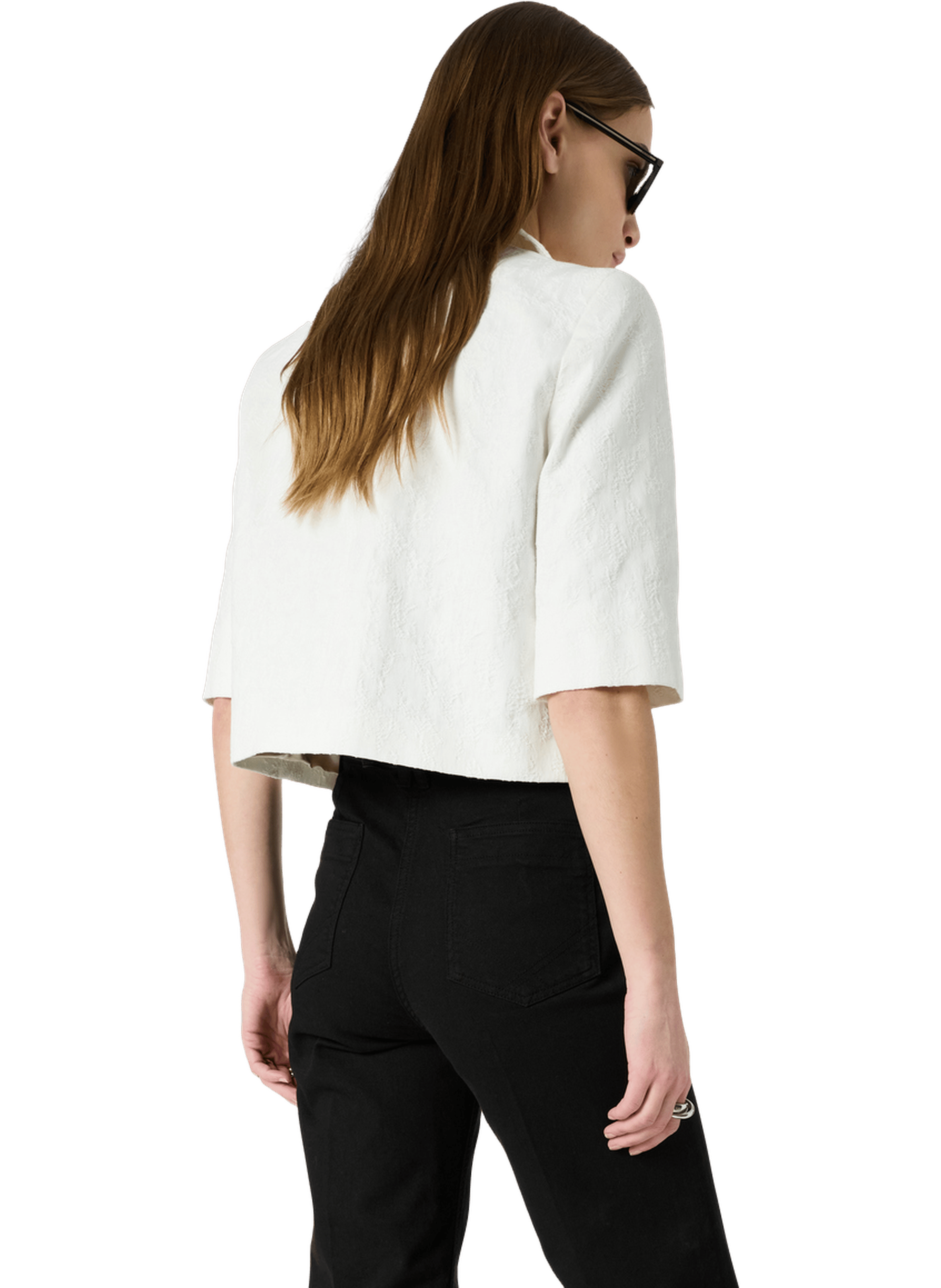 Veste de tailleur courte en jacquard- tracy GERARD DAREL Blanc