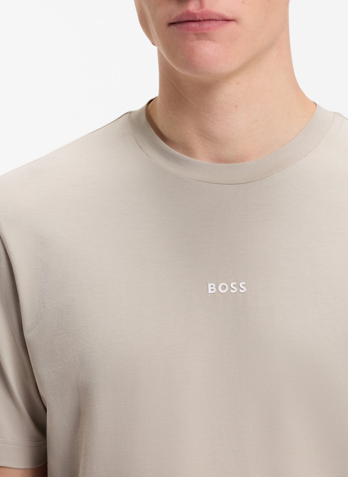 Tee-shirt col rond en coton mélangé BOSS Argent