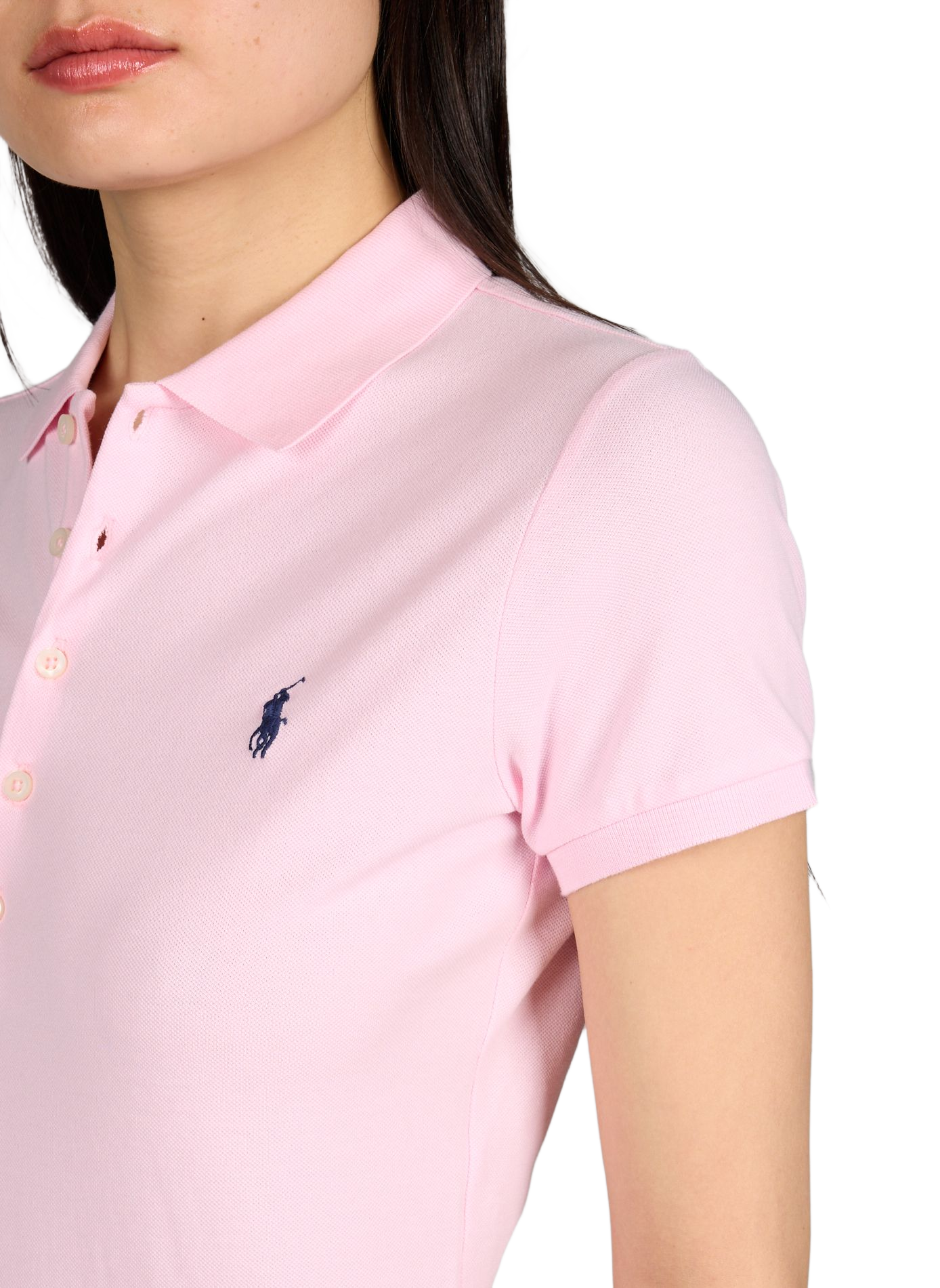Polo manches courtes à logo en coton mélangé POLO RALPH LAUREN Rose