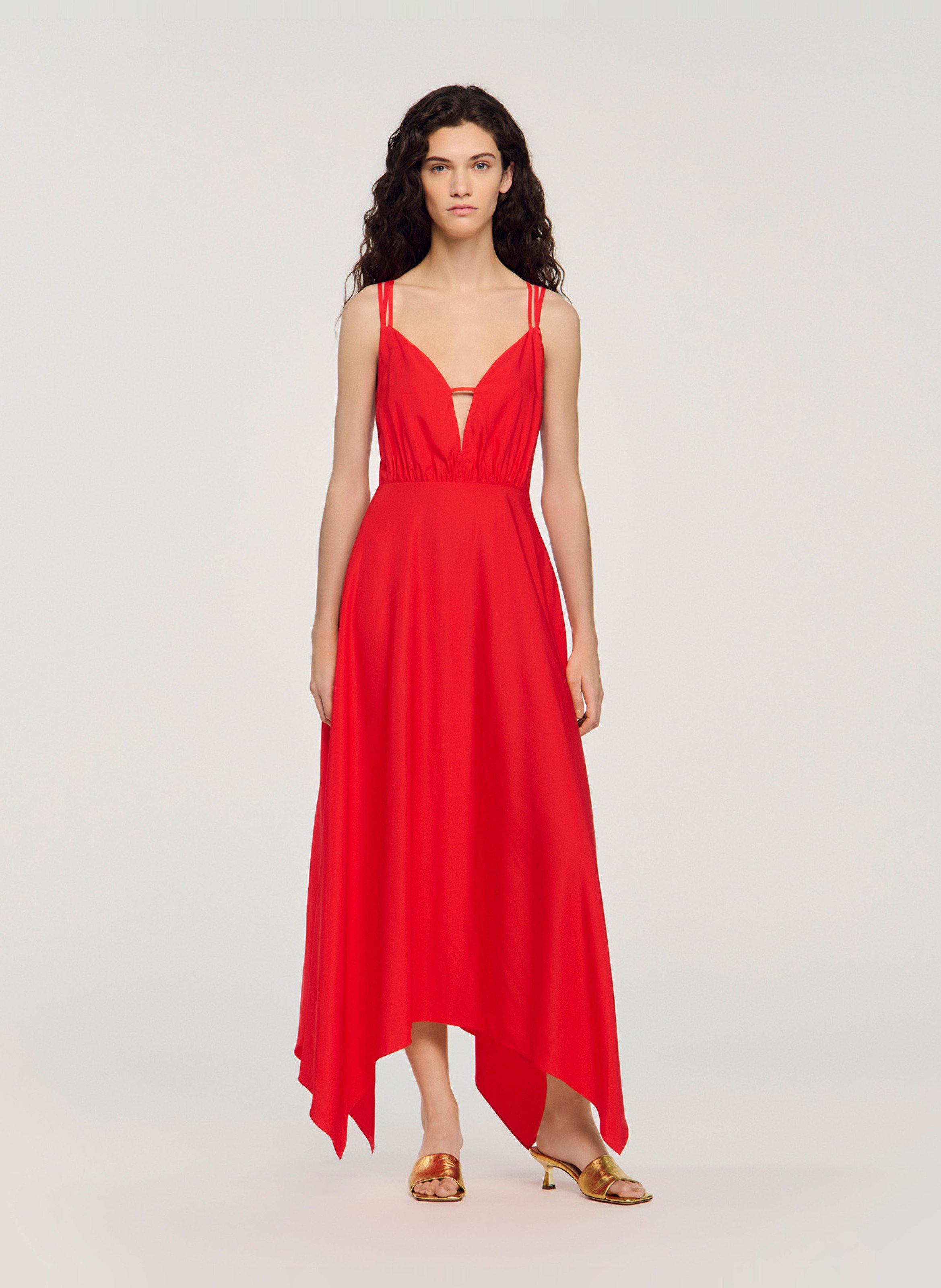 Robe midi asymétrique SANDRO Rouge