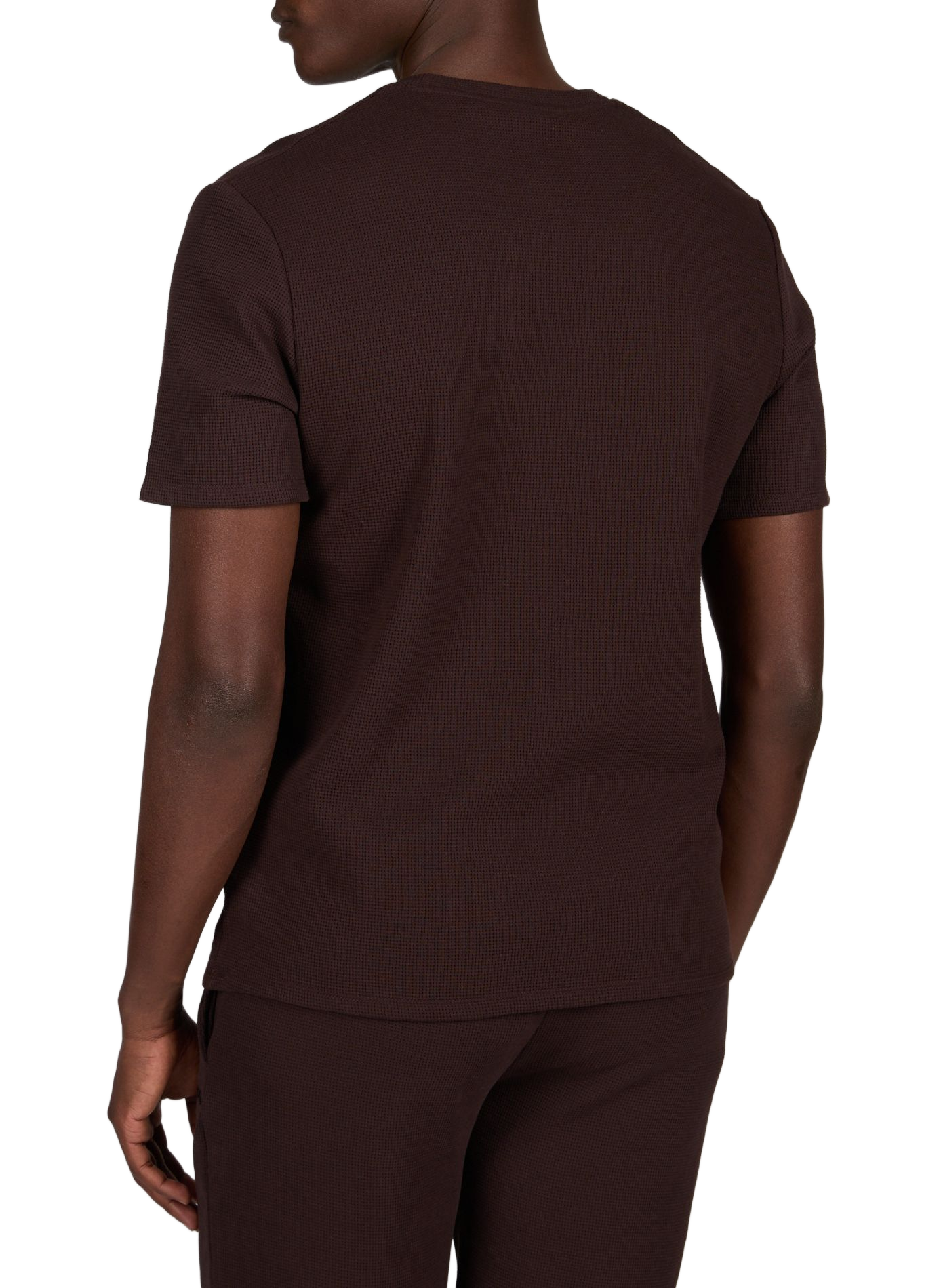 T-shirt à col rond en coton piqué mélangé BOSS Marron