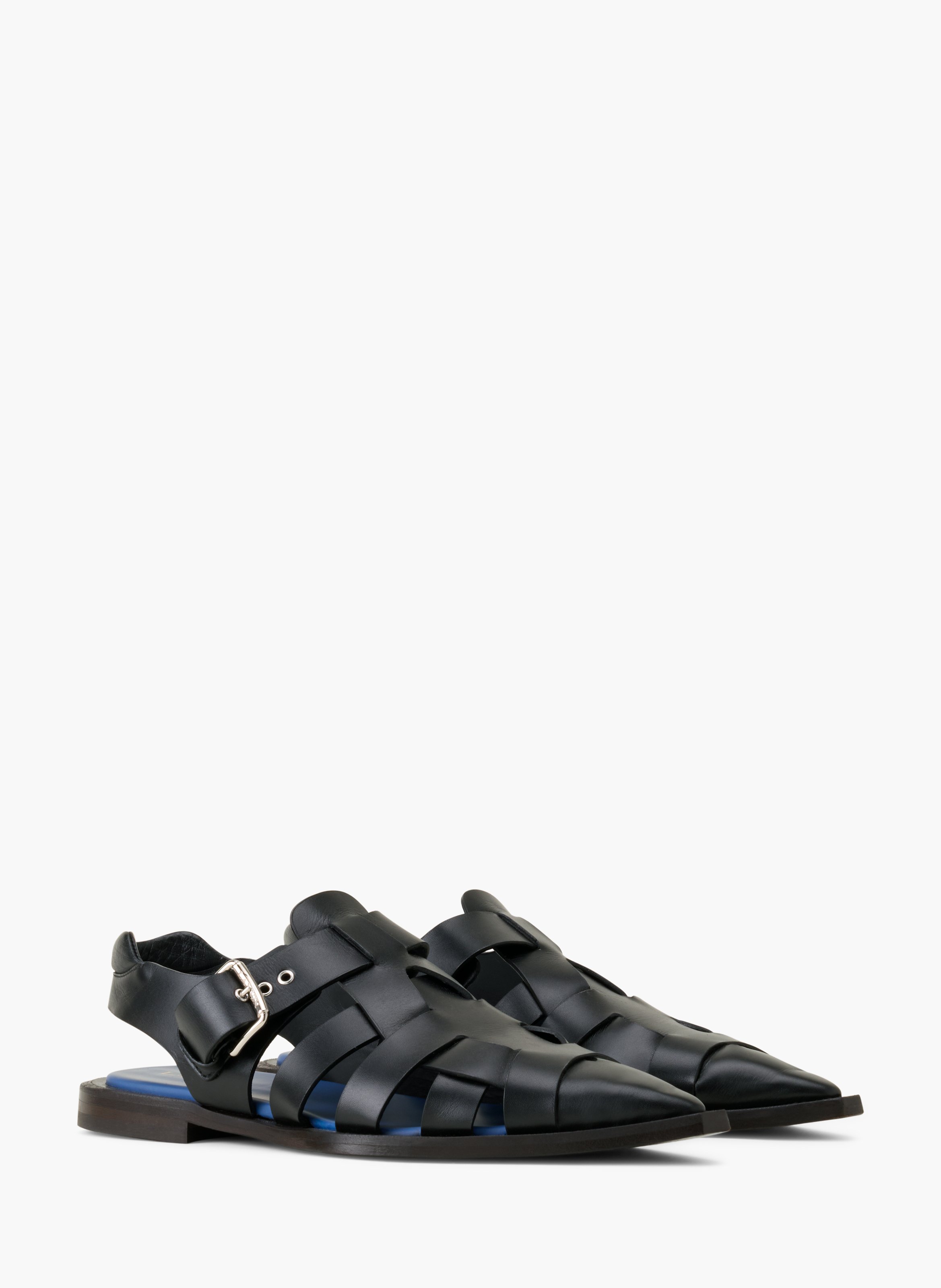 Sandale à bout pointu en cuir LANVIN Noir