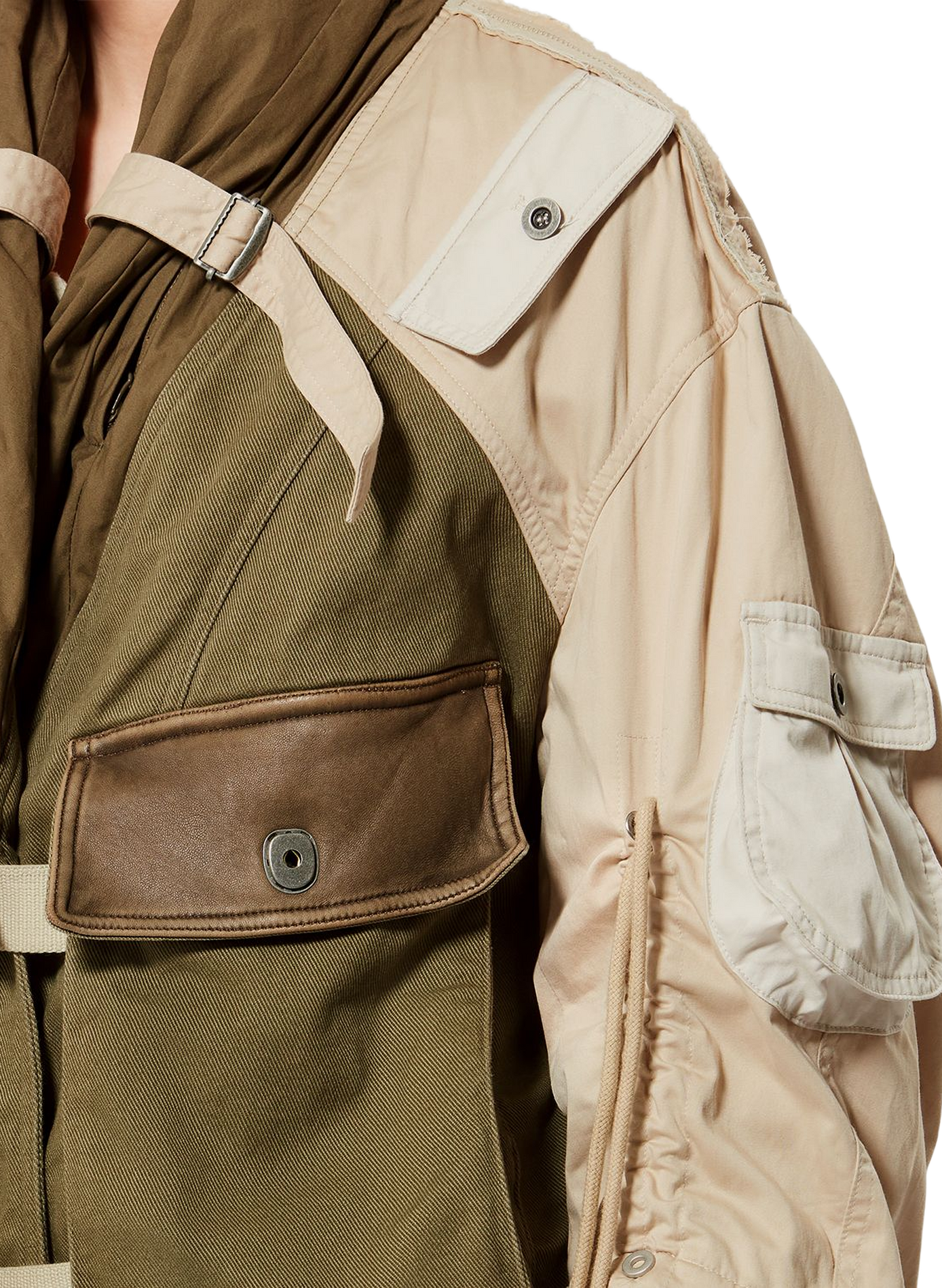 Asymmetric multi-material Julissa jacket ISABEL MARANT Khaki