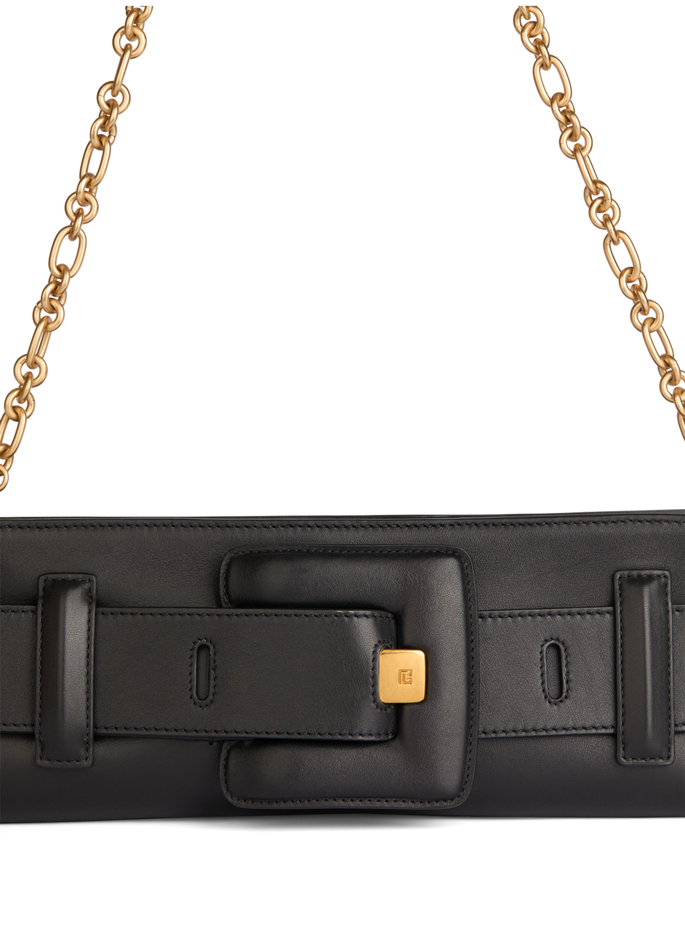 Pochette anthem en cuir lisse BALMAIN Noir