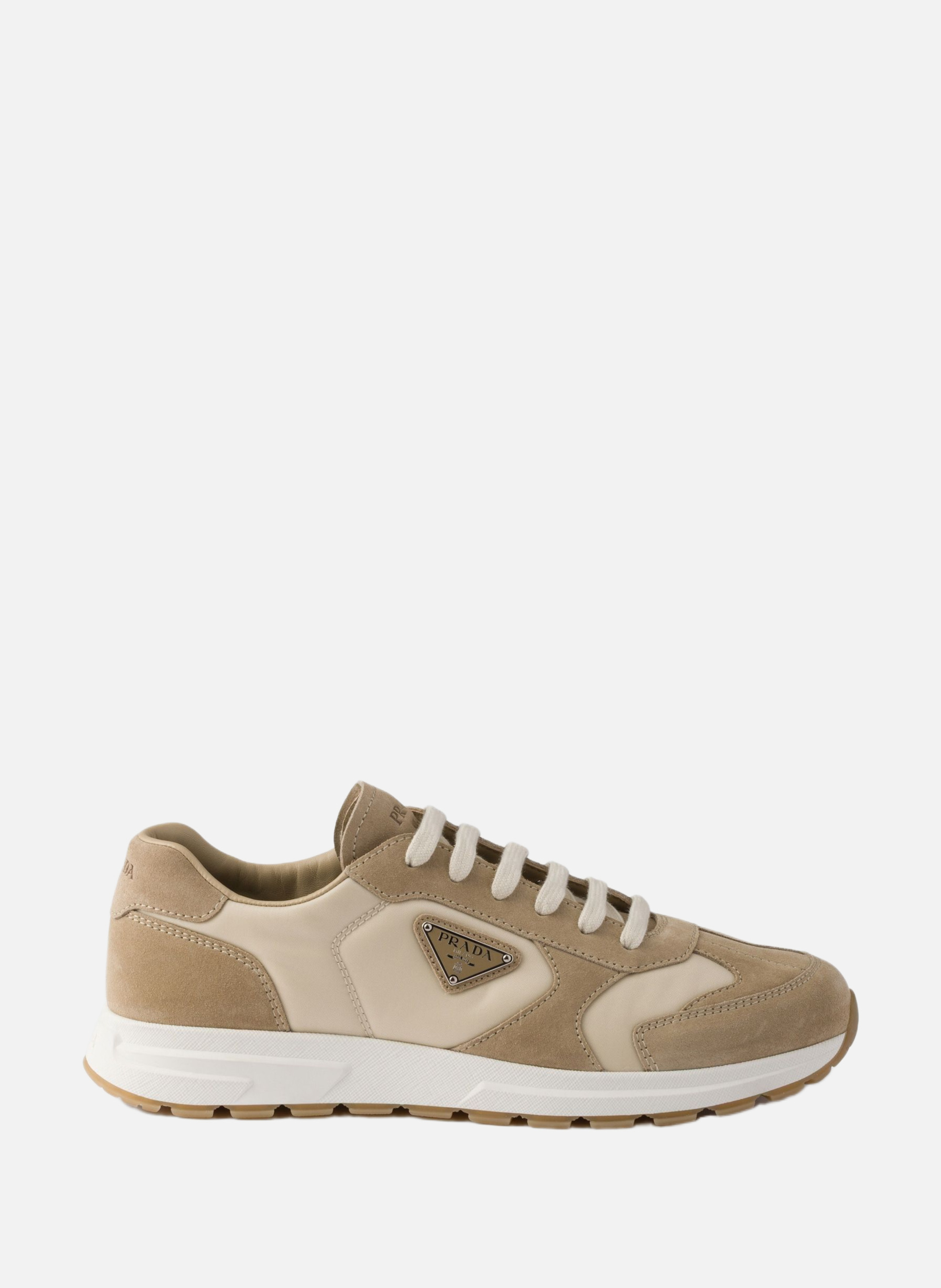 Sneakers prax en daim et re-nylon PRADA Beige