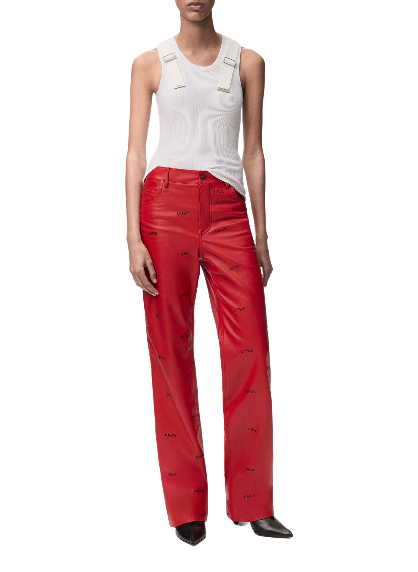 Cotton stretch tank top with straps LOEWE White