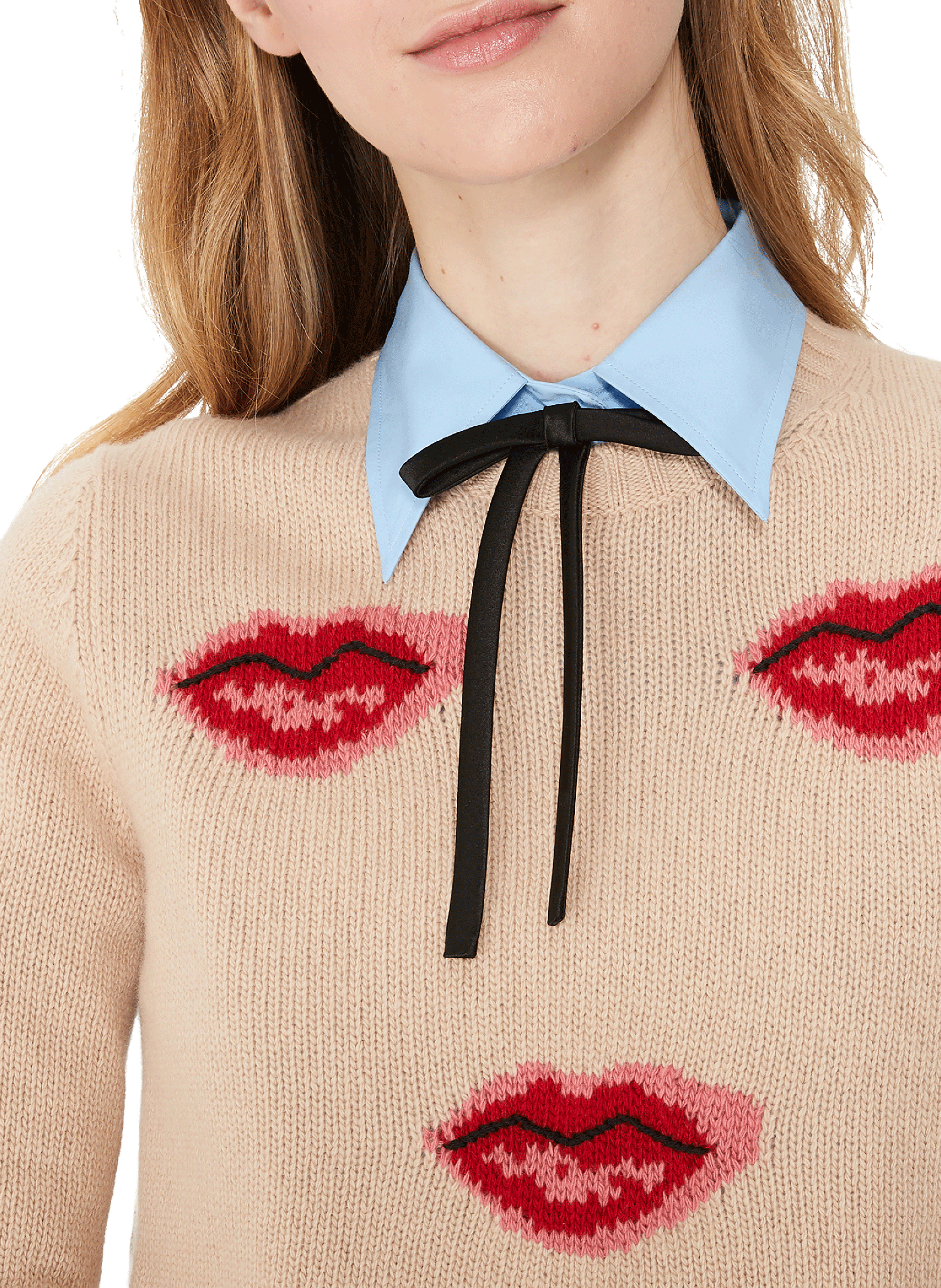 Pull en laine vierge et cachemire PRADA Beige