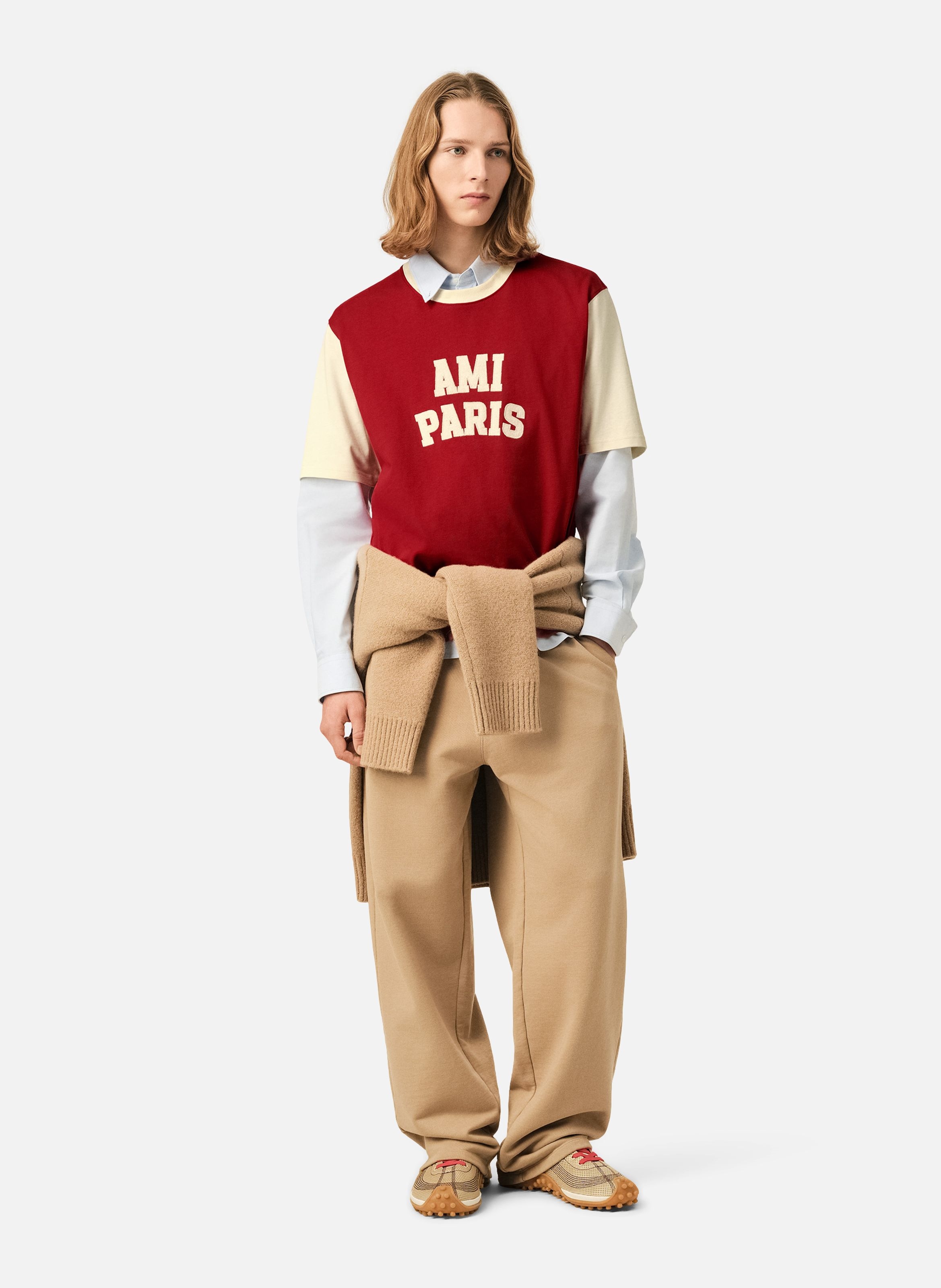 T-shirt unisexe en coton broderie ami paris AMI PARIS Rouge