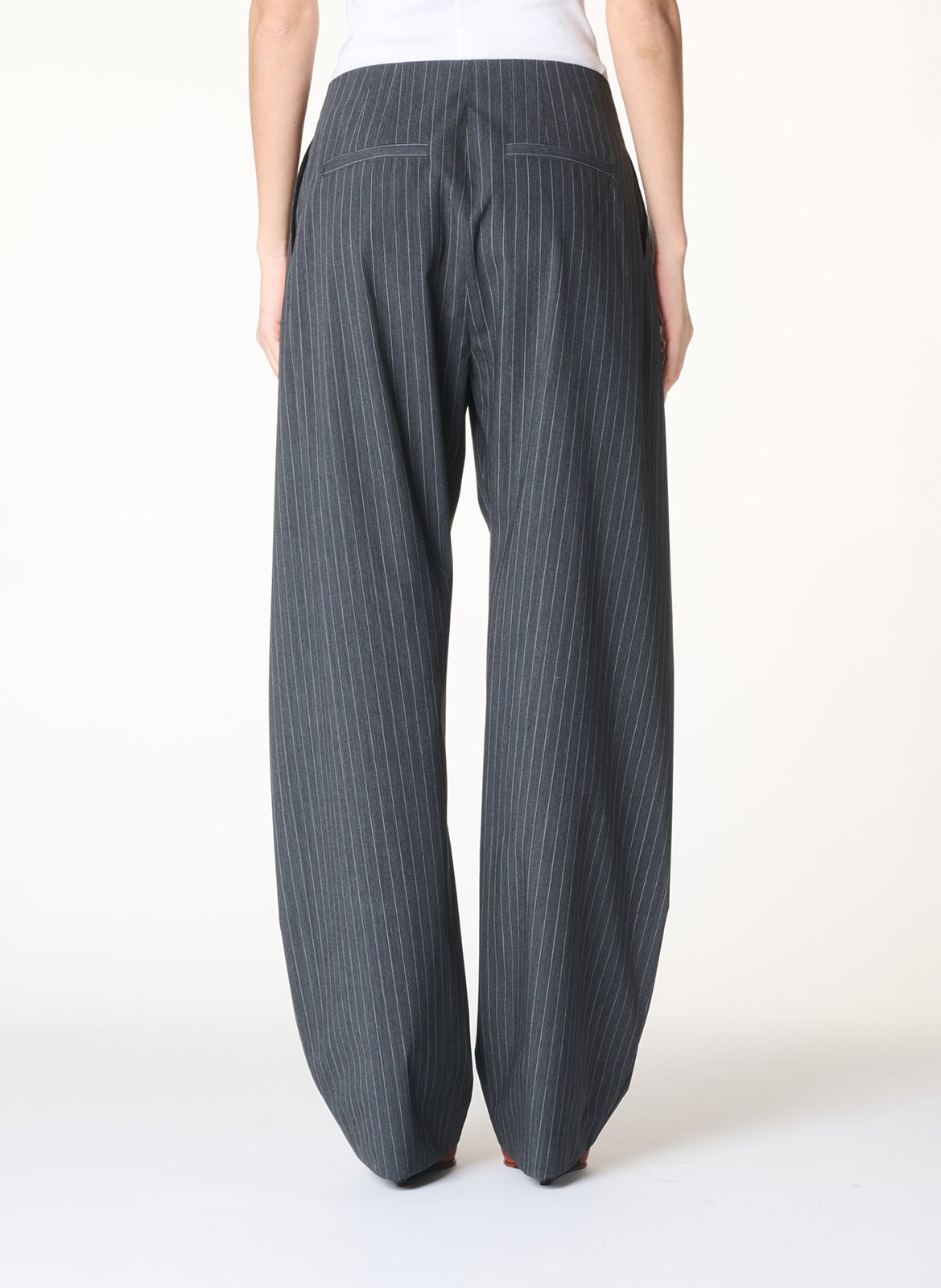 Pantalon droit en laine mélangée rayée kalie IRO Gris