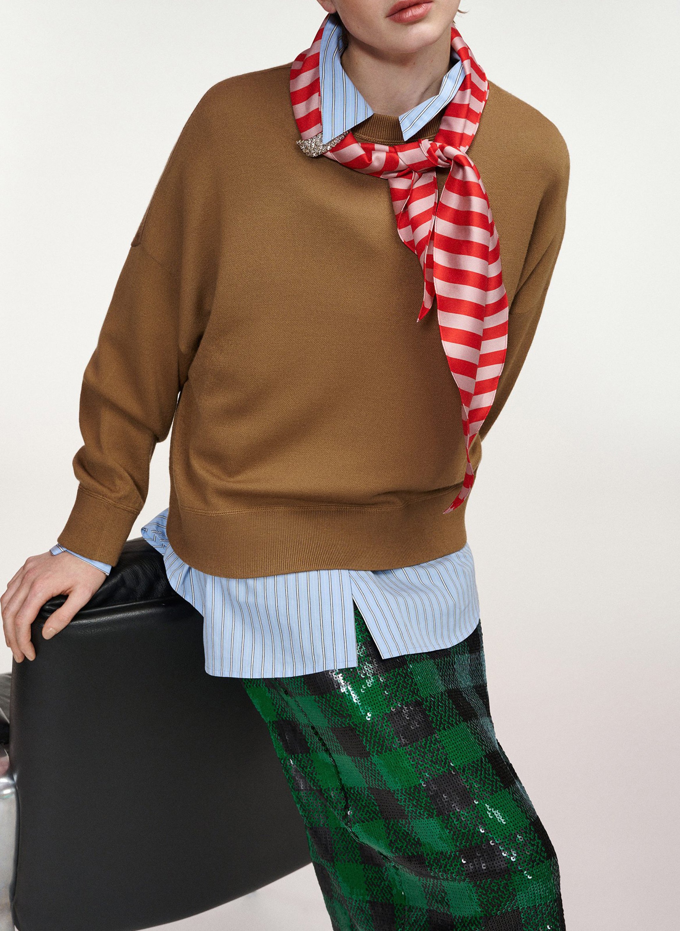 Pull ample à foulard rayé kurtis ESSENTIEL ANTWERP Marron