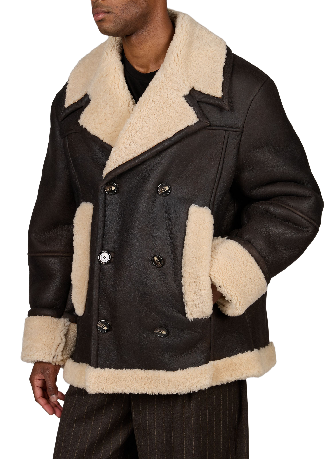 Cowhide leather aviator jacket SIMONE ROCHA Brown