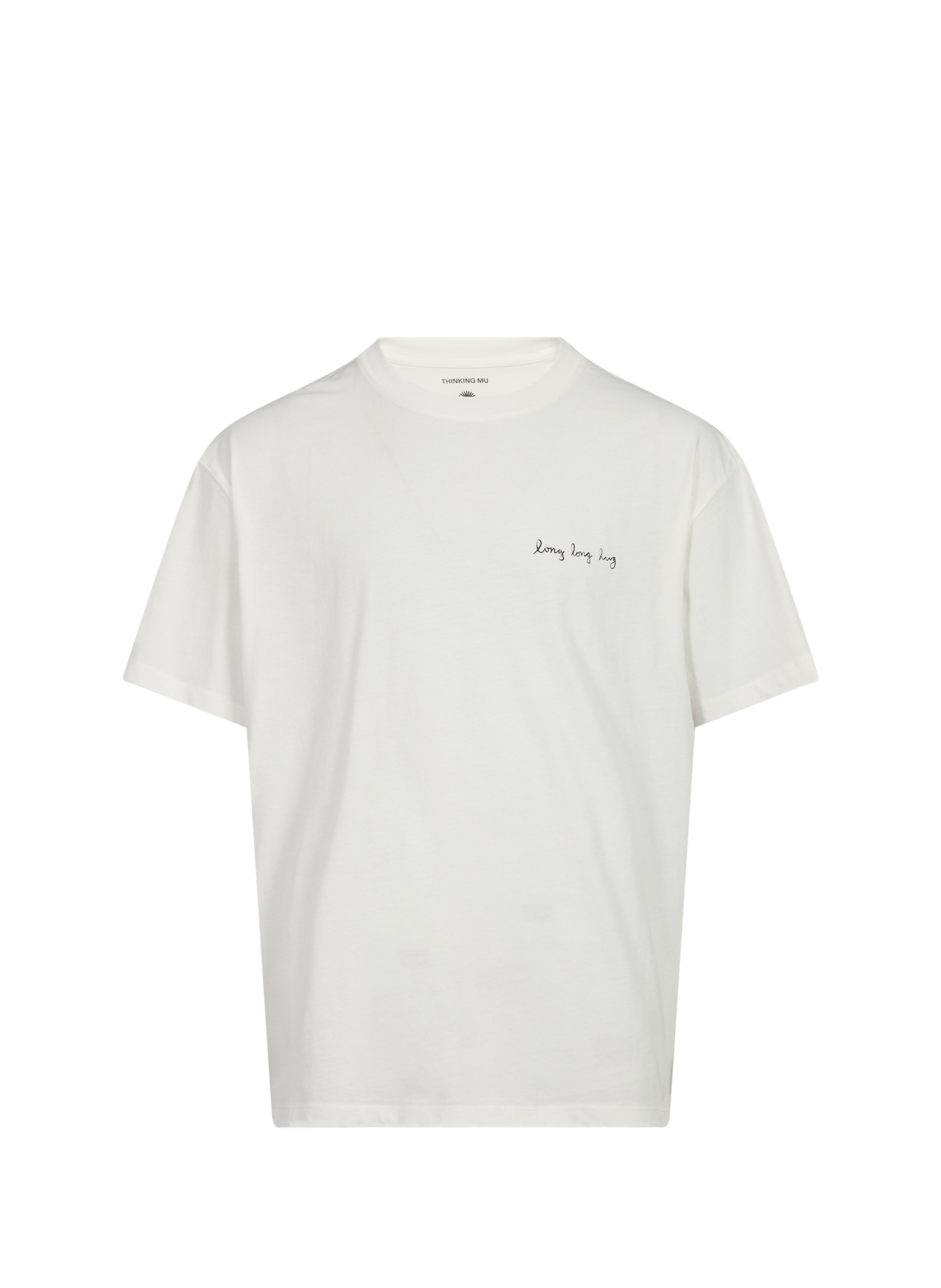 Gerader T-Shirt mit Rundhalsausschnitt und Print THINKING MU Weiss