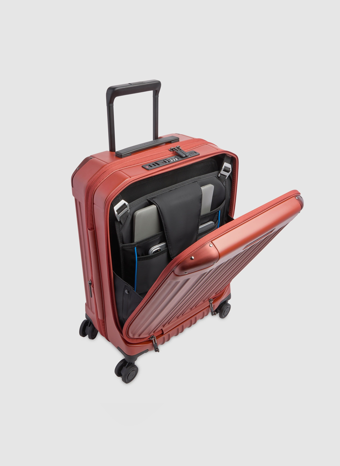 Valise cabine pour ordinateur avec deux ouvertures PIQUADRO Marron