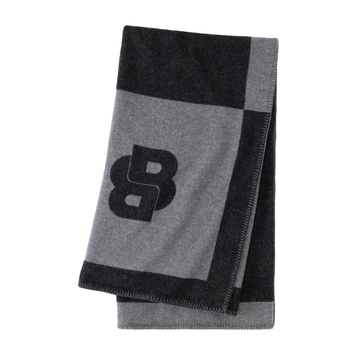 Plaid en laine, signature BOSS HOME Gris