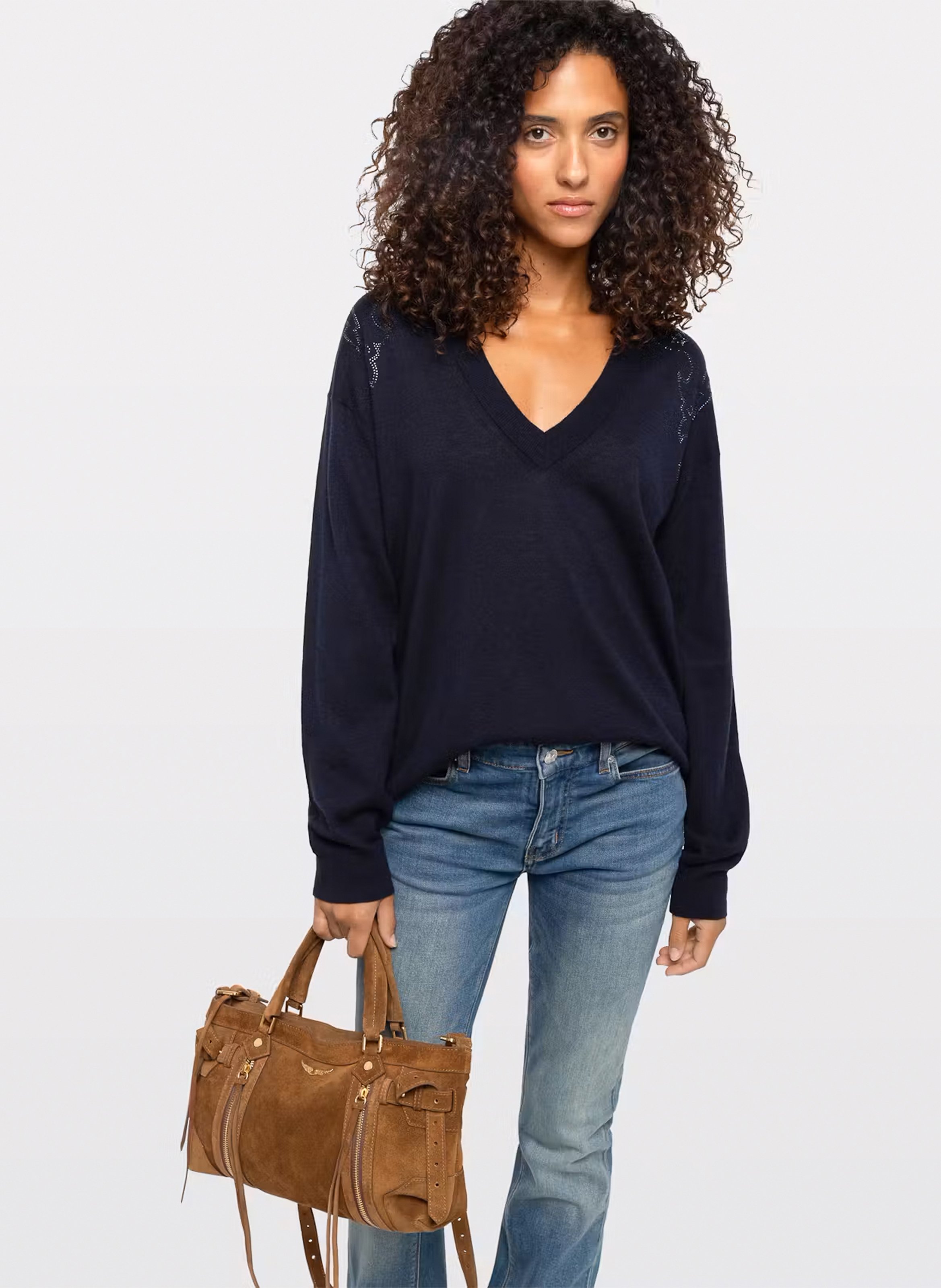 Pull ample à col v en cachemire swyny ZADIG&VOLTAIRE Bleu