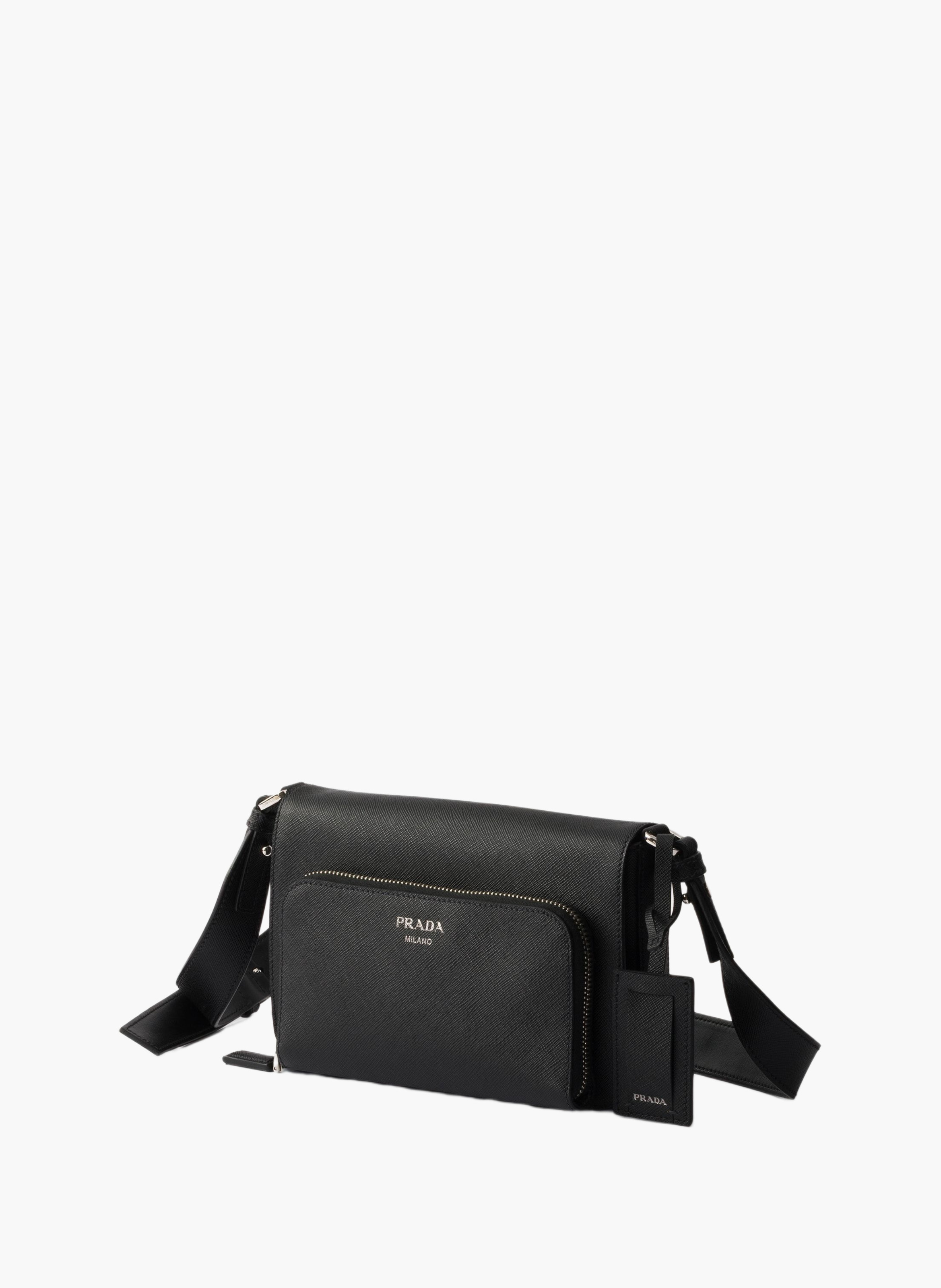 Sac porté épaule en cuir saffiano PRADA Noir
